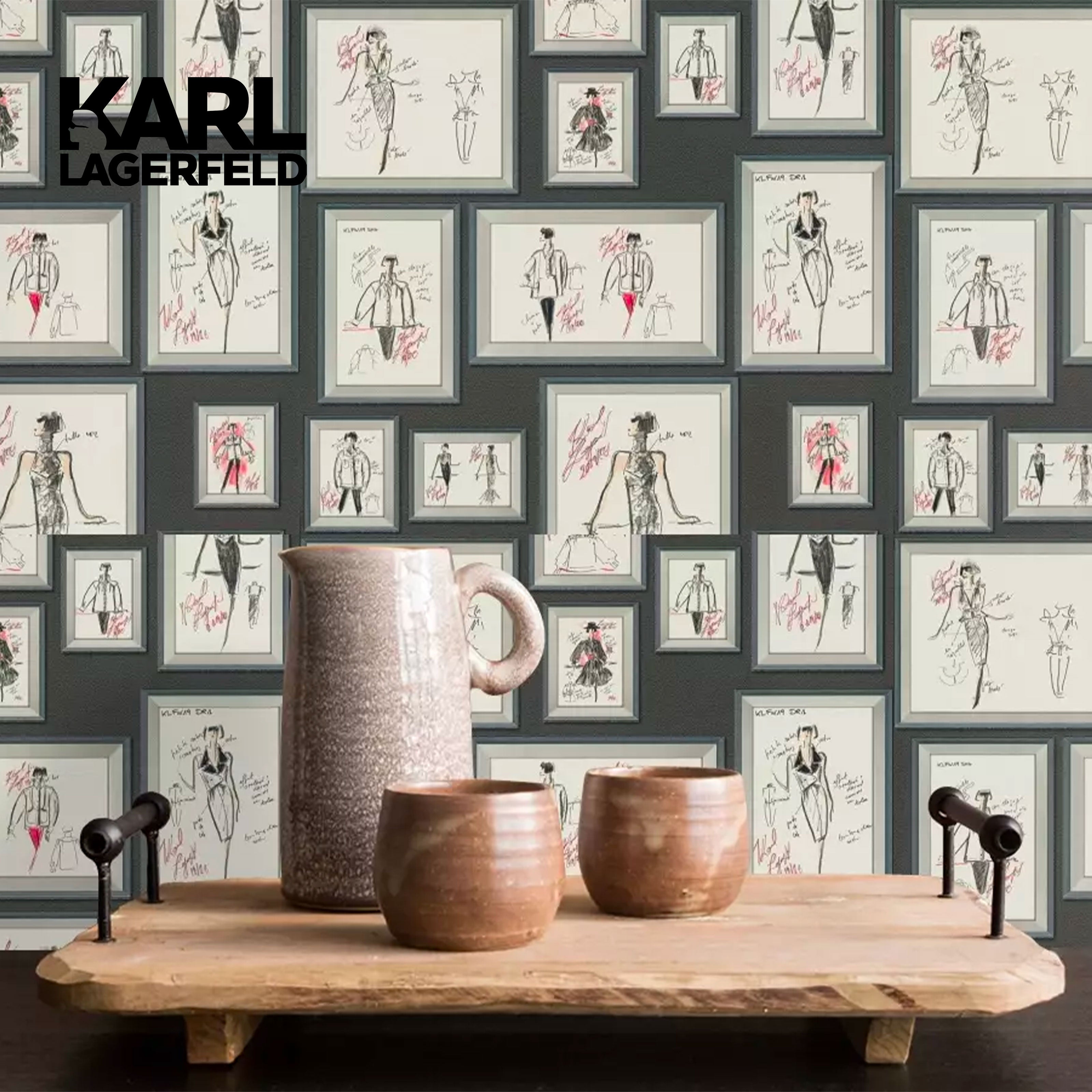5,32mq Rotolo Carta da Parati griffata KARL LAGERFELD in TNT a rilievo multigloss PREMIUM 10,05x0,53mt cod. 37846 - Eternal Parquet