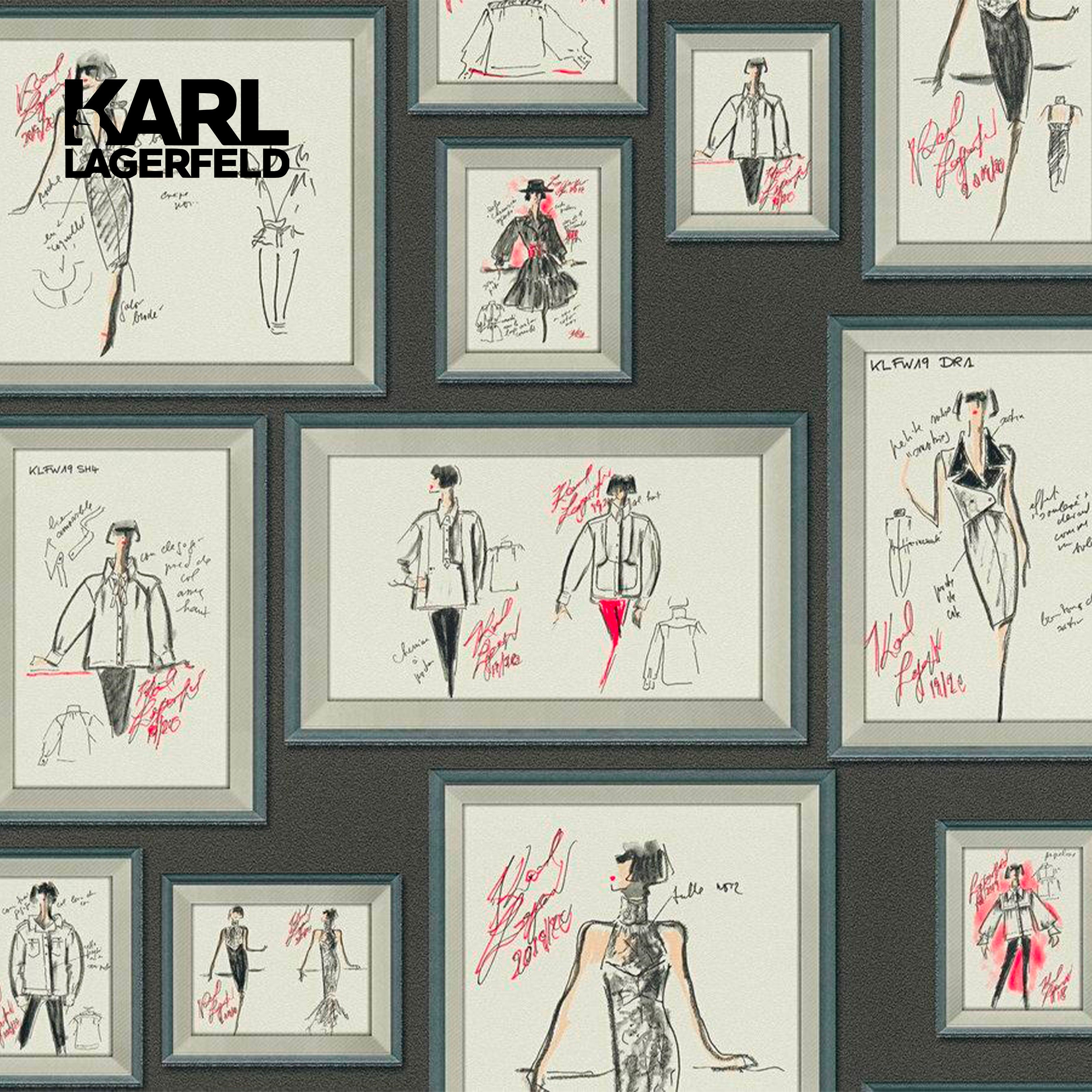 5,32mq Rotolo Carta da Parati griffata KARL LAGERFELD in TNT a rilievo multigloss PREMIUM 10,05x0,53mt cod. 37846 - Eternal Parquet