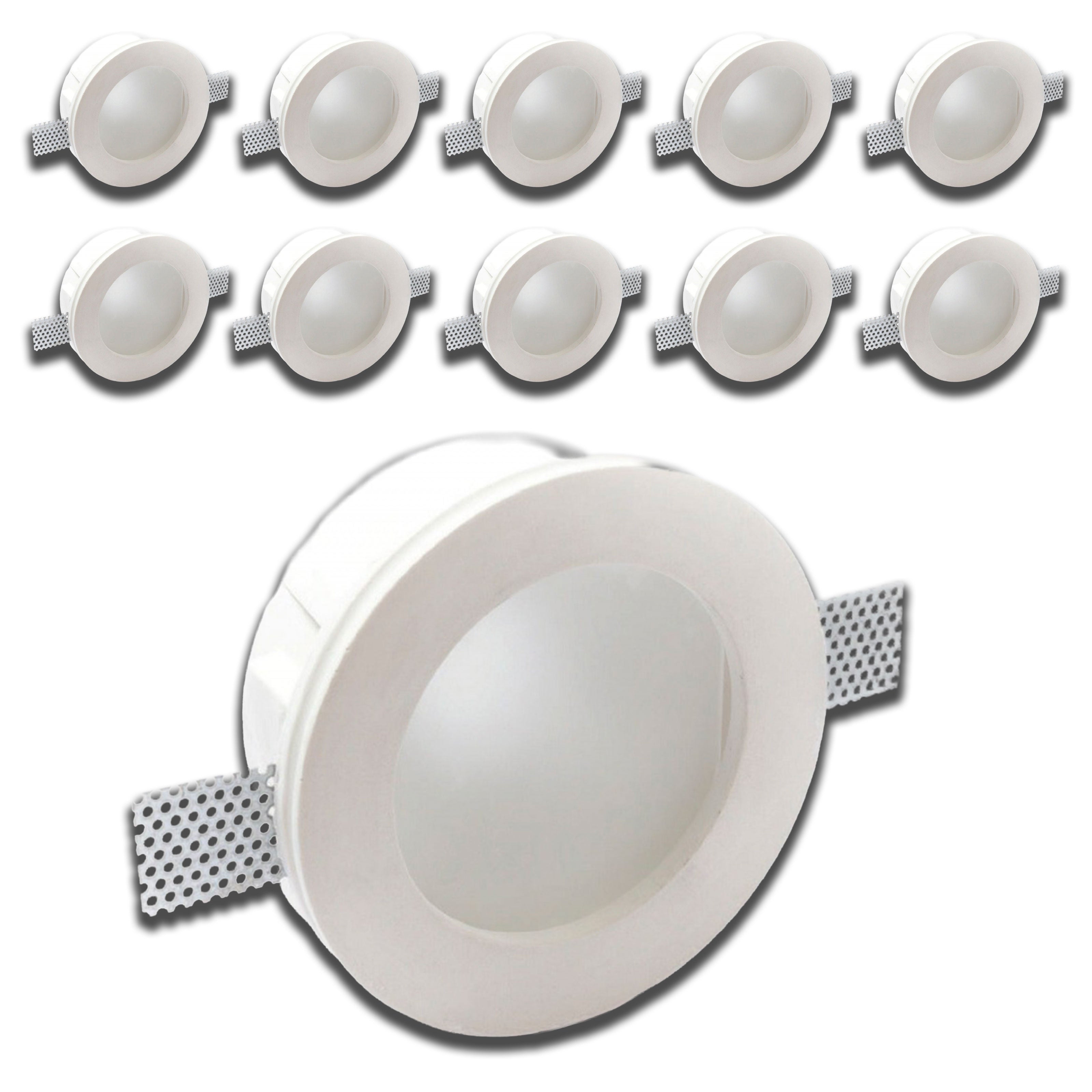 *STOCK* n.10 Portafaretto In Gesso Ceramico ad incasso Diametro 170 con Vetro 40W GU10 IP20 - Eternal Parquet