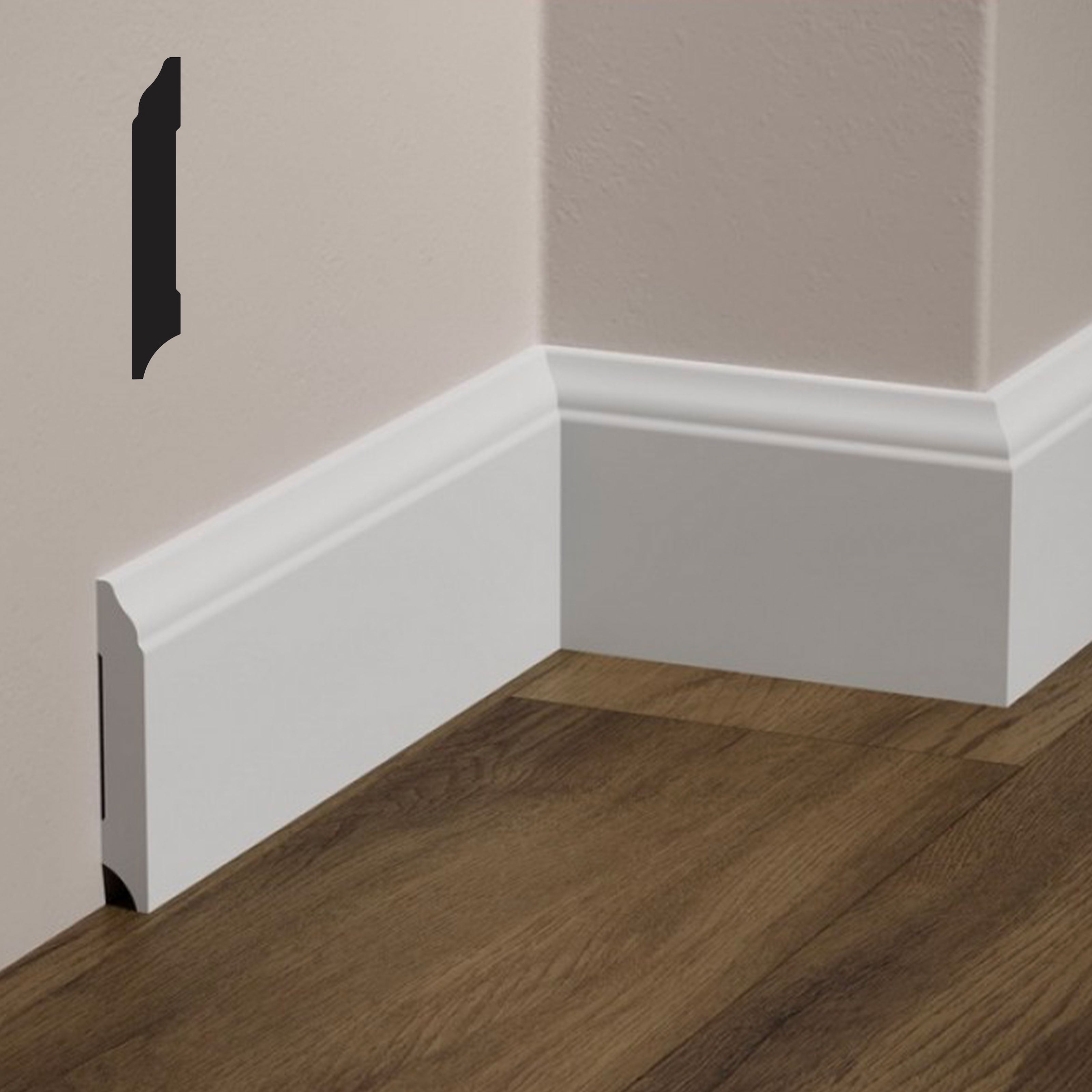 bancale da 86,4ml di Battiscopa BAROCCO in POLIMERI FeelingWood-HD 100x15mm - BIANCO - Eternal Parquet