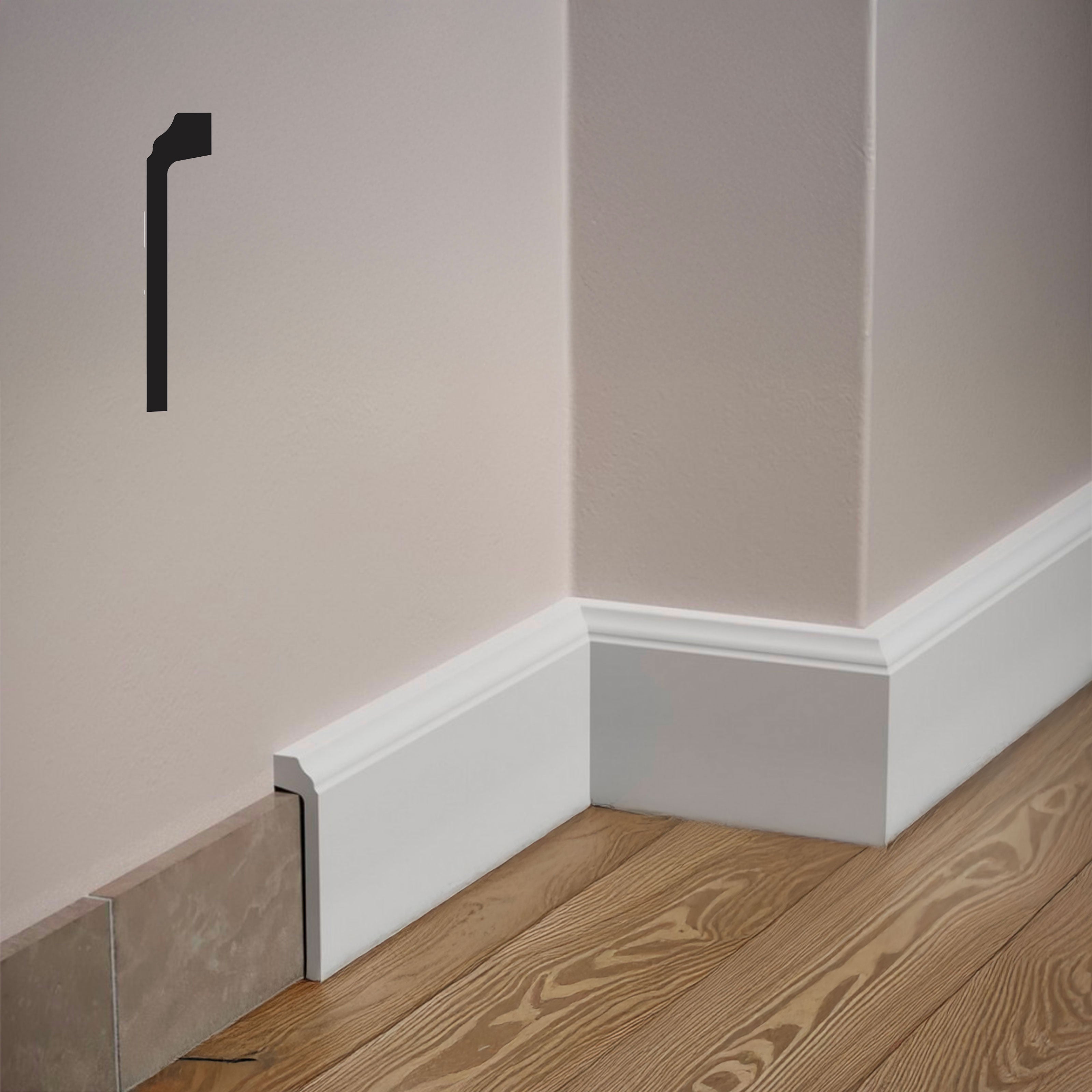 bancale da 86,4ml di Battiscopa Coprimarmo FIRENZE in POLIMERI FeelingWood-HD 100x22mm - BIANCO - Eternal Parquet