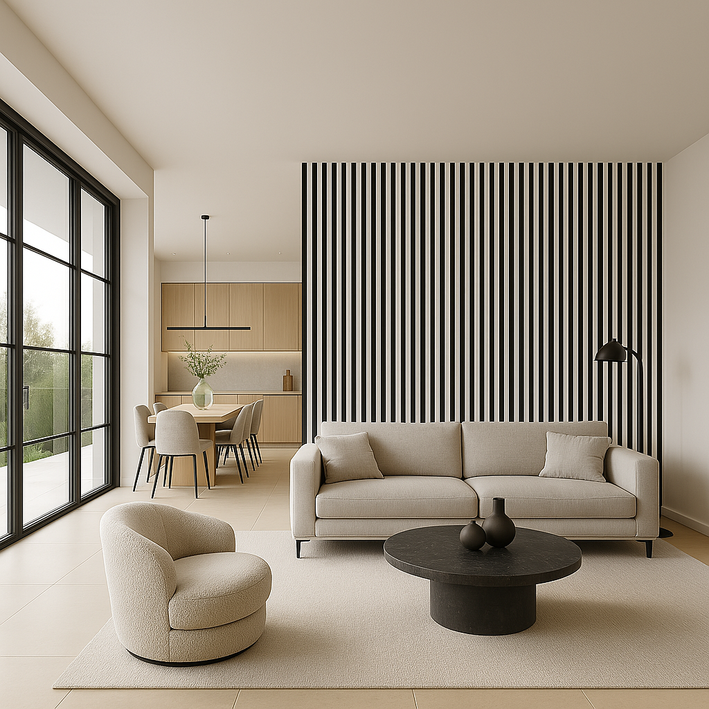 Pannello ACUSTICO Euroacustic Flex (1,65mq) a Lamelli in FIBRA DI LEGNO + feltro mis. 9x600x2750mm varie Texture - Eternal Parquet