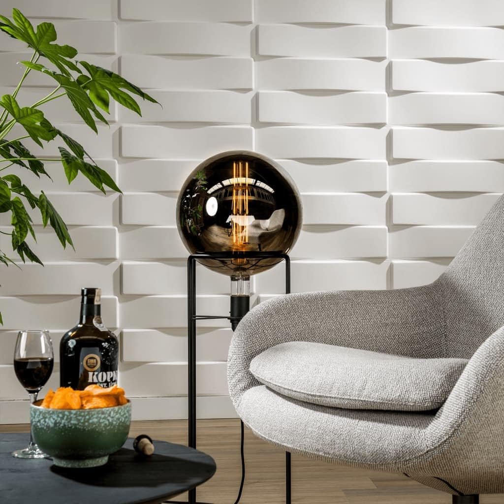 €1,99 Pannello in fibra naturale a parete 3D, rivestimento di lusso 3D 50X50cm BIANCO verniciabile LAMELLI Eternal Parquet