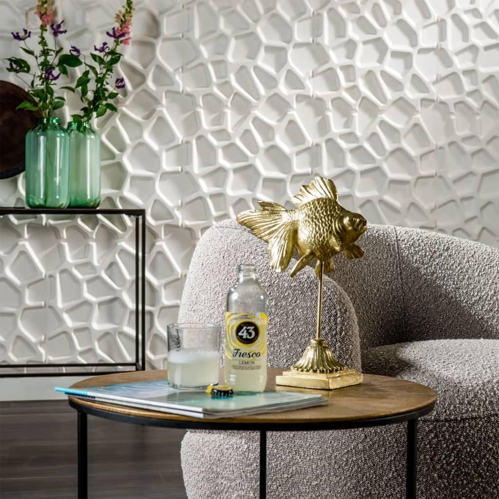 €1,99 Pannello in fibra naturale a parete 3D, rivestimento di lusso 3D 50X50cm BIANCO verniciabile GRIGLIA Eternal Parquet