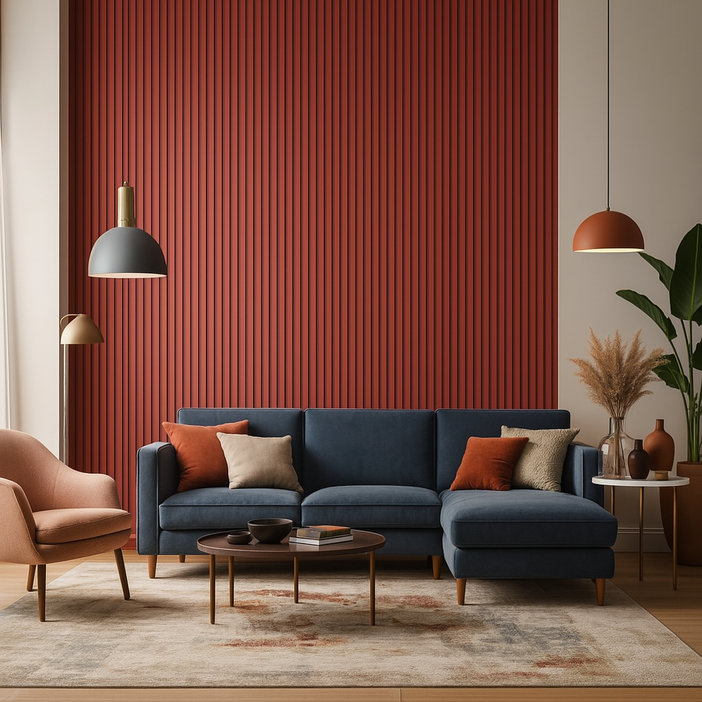 €5,35ml - Asta intera 14x117x2800mm di Rivestimento a Lamelli in fibra di legno SILK TOUCH - TERRACOTTA - Eternal Parquet