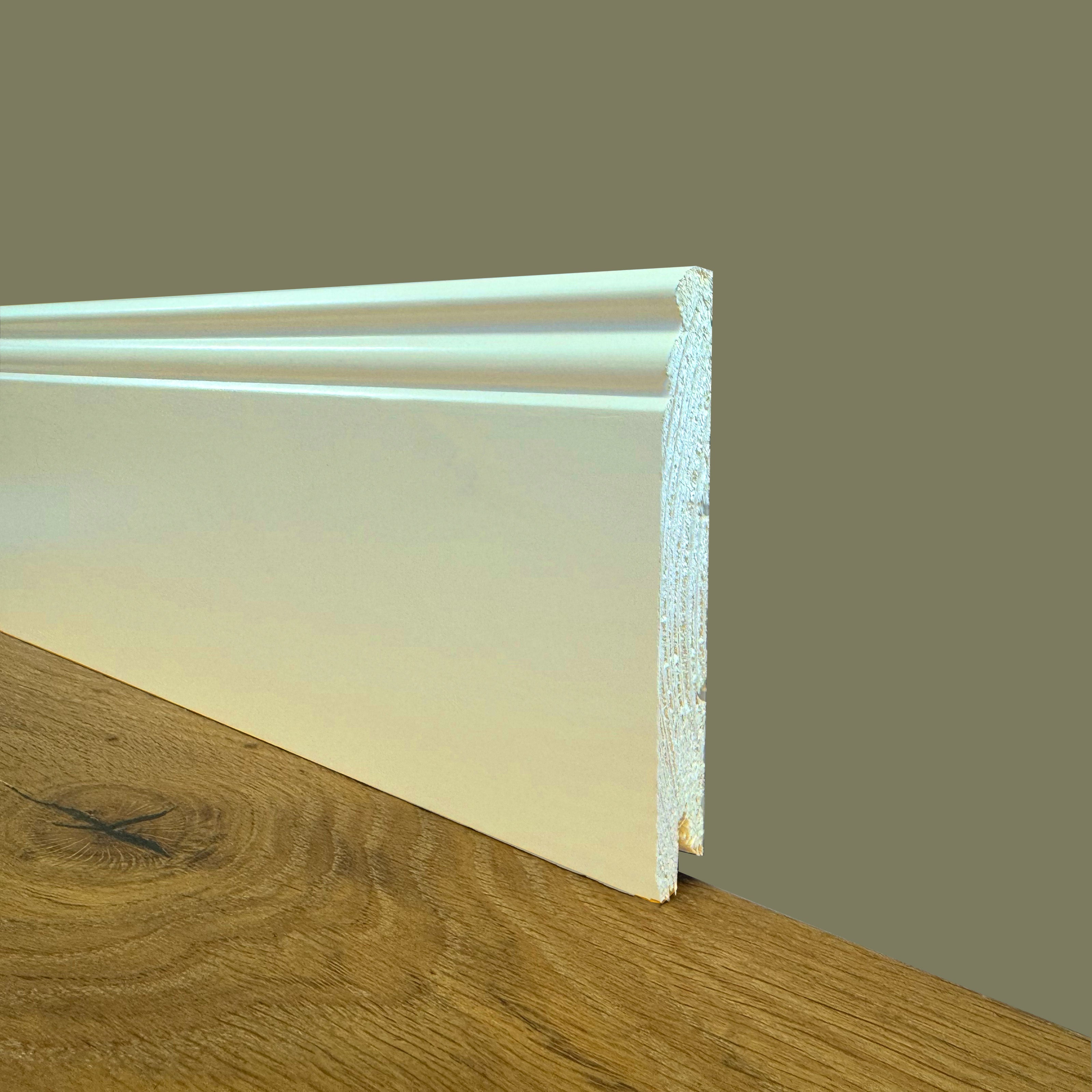 Battiscopa PREMIUM in legno MASSELLO mod.DUCALE 120x15 laccato bianco RAL 9010 (prezzo al metro) - Eternal Parquet