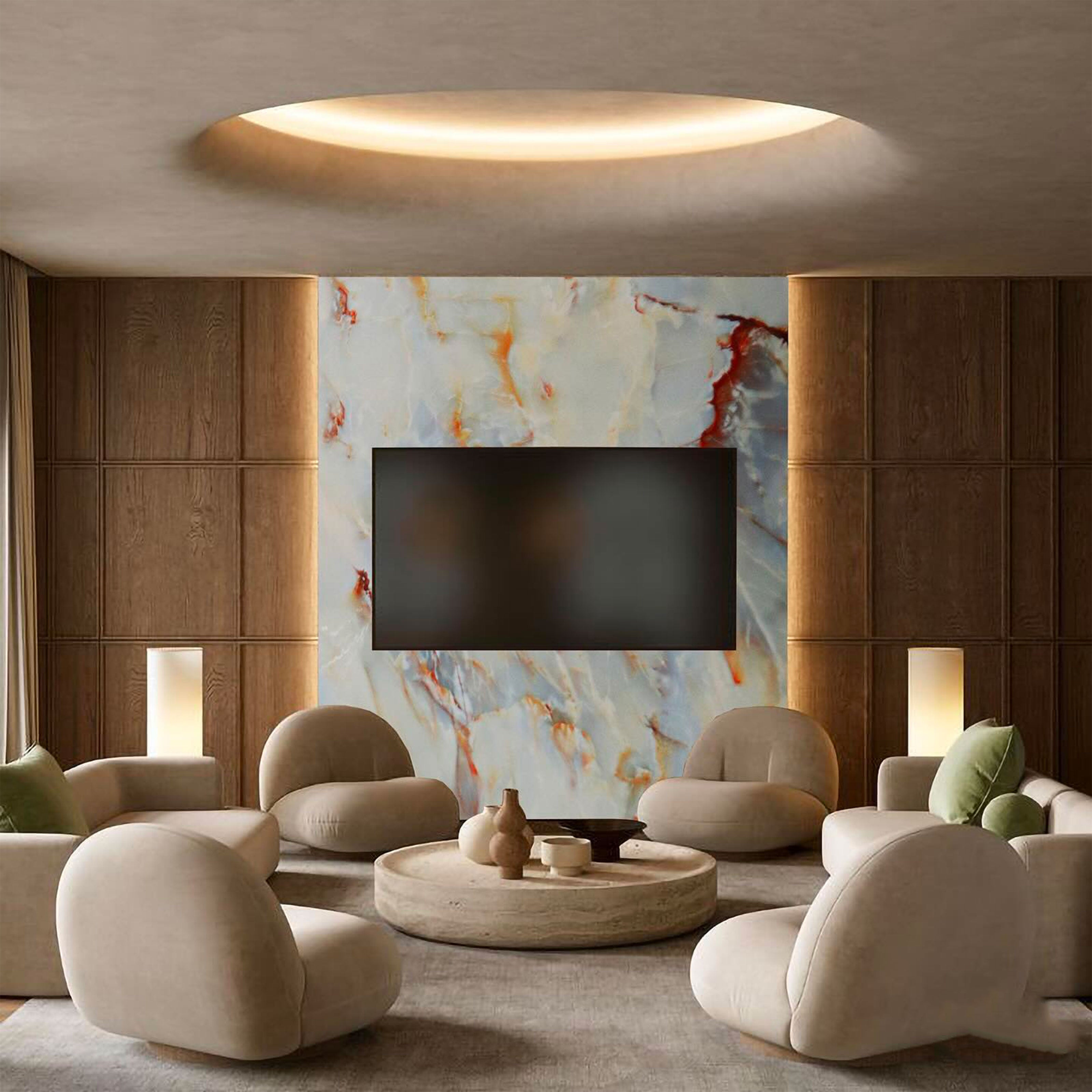 Pacco da n.4pz (2,9mq) Pannelli rivestimento in Polimeri Ultrarealistico effetto Marmo lucido 1220x600x4mm mod.AMALFI - Eternal Parquet