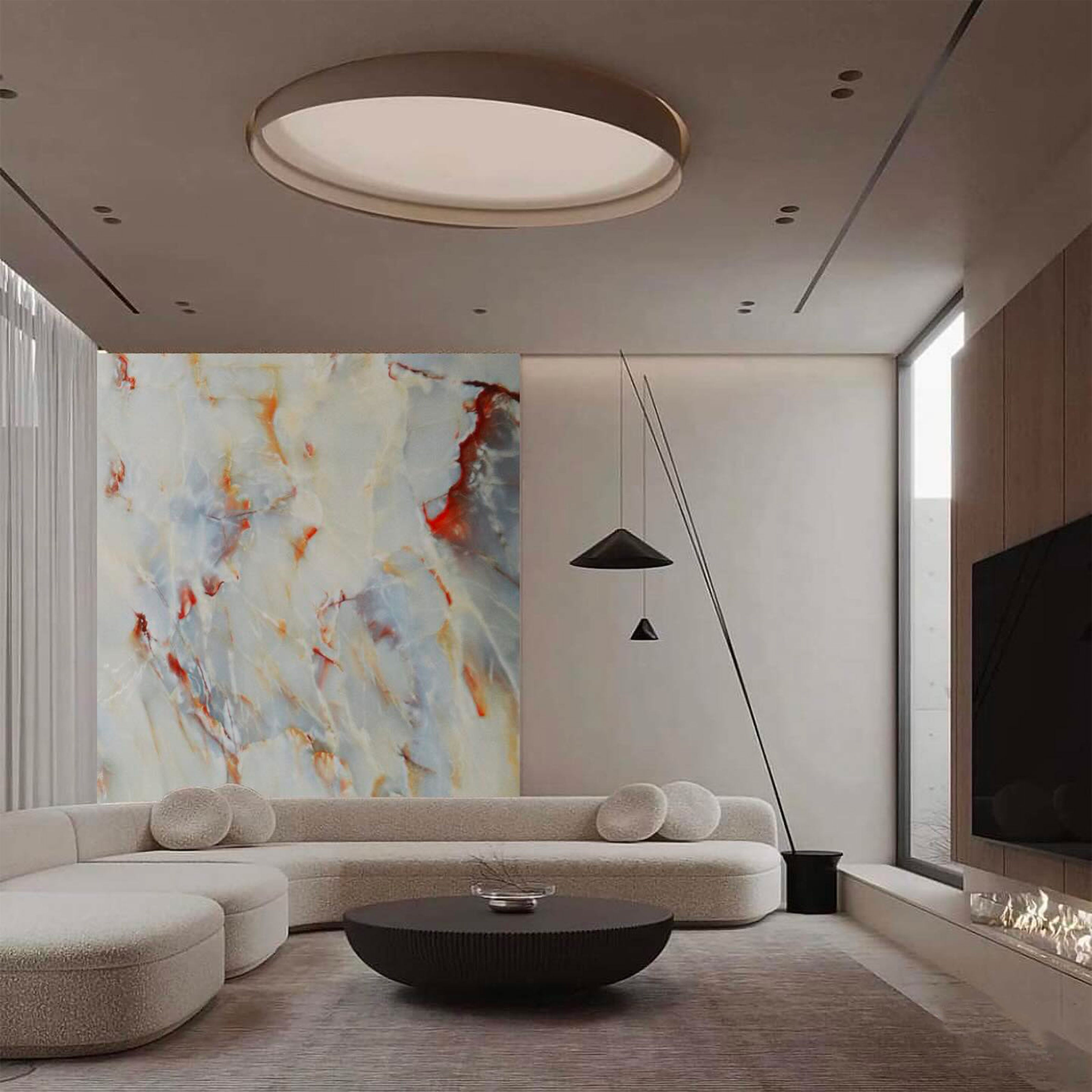 Pacco da n.4pz (2,9mq) Pannelli rivestimento in Polimeri Ultrarealistico effetto Marmo lucido 1220x600x4mm mod.AMALFI - Eternal Parquet