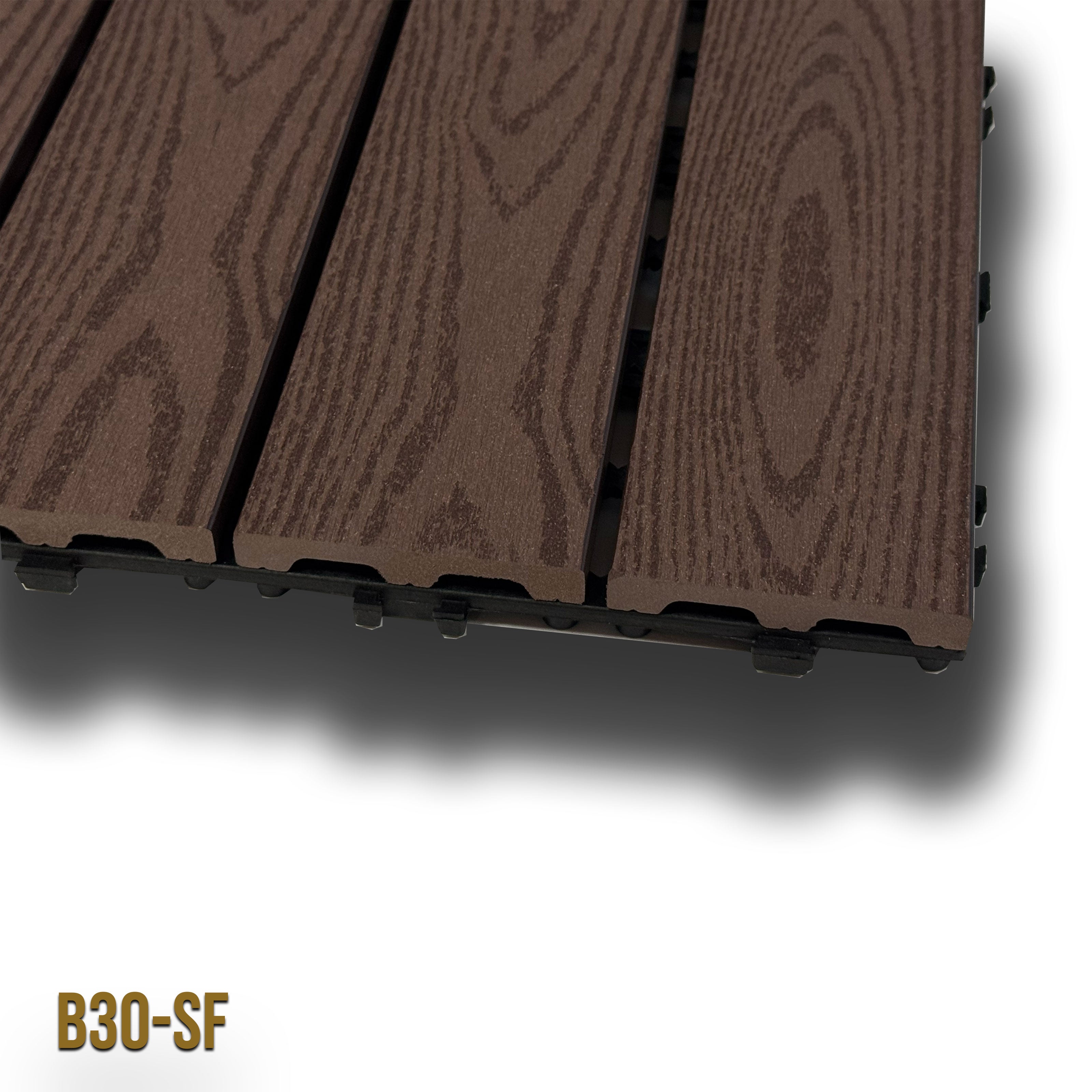 1mq (11 pezzi) di Pavimento Quadrotte in decking WPC da esterno 30X30cm (sp.2cm) inclusa struttura CLICK - Eternal Parquet