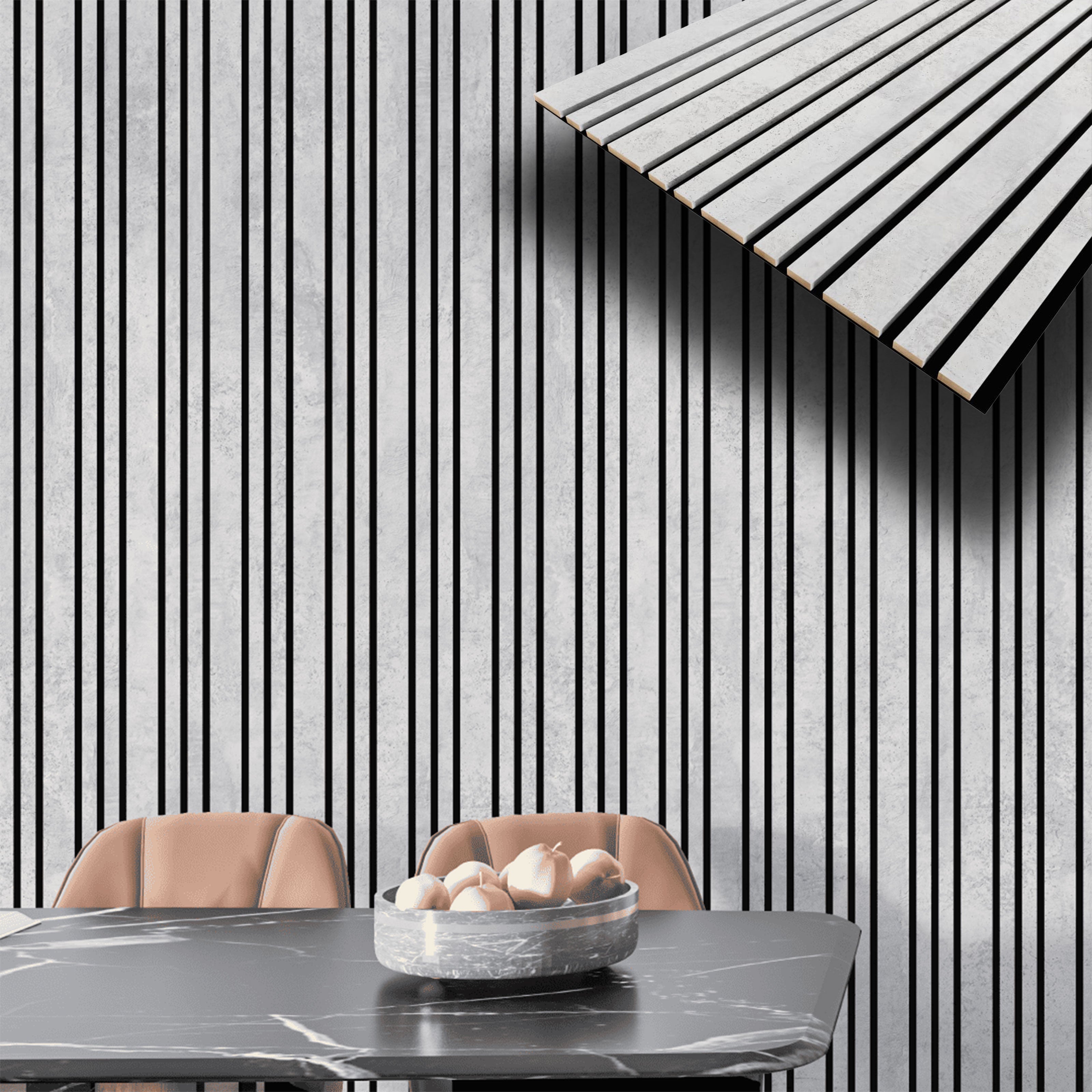 Pannello ACUSTICO arrotolabile (1,66mq) a Lamelli in Fibra di legno mis. 9x600x2780mm CHICAGO + CHICAGO - Eternal Parquet