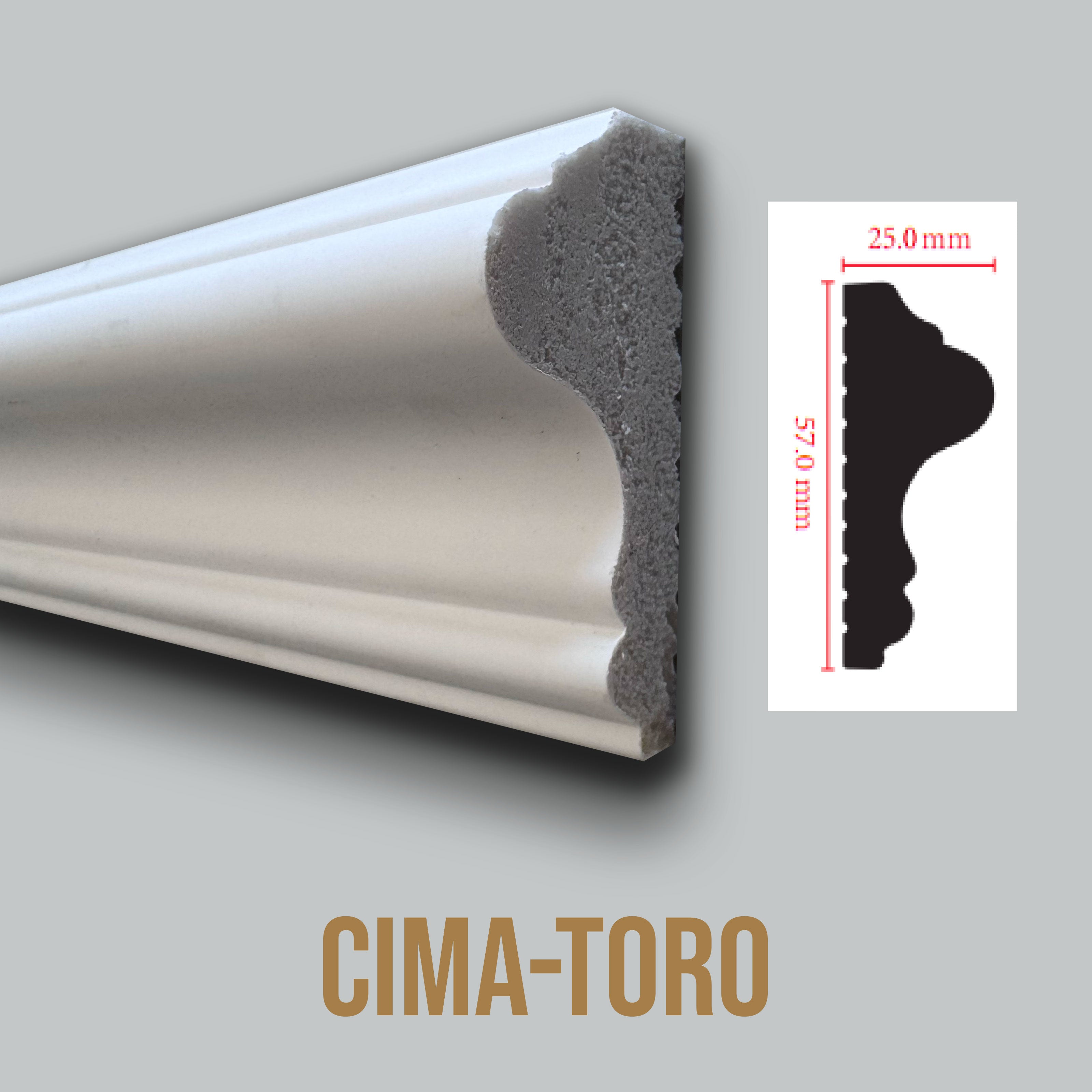 Profilo TORO - CIMA per boiserie in Polimeri Bianco RAL 9016 verniciabile 57X25mm (Prezzo al metro) - Eternal Parquet