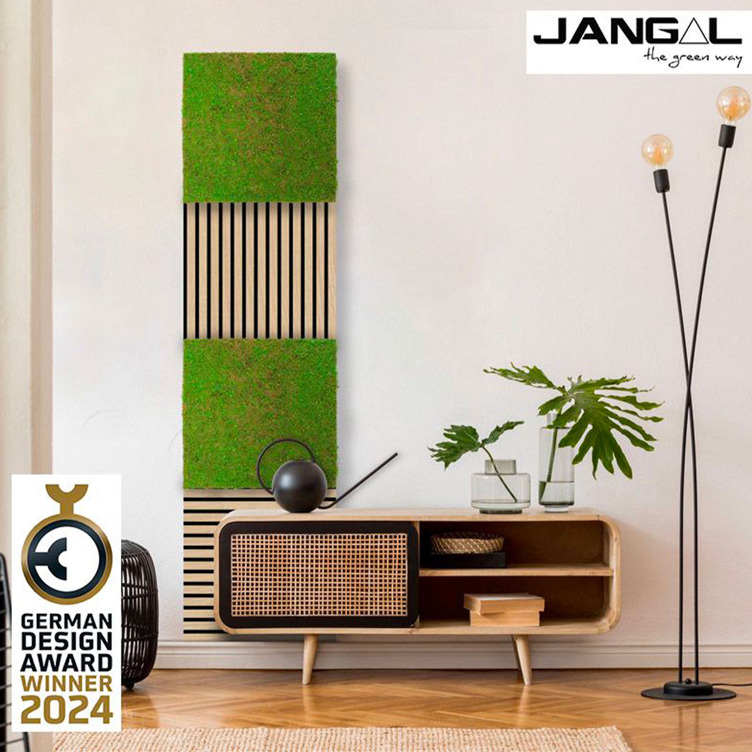 JANGAL Pannelli acustici Modulabili in FLORA sintetica ULTRAREALISTICA 52x52cm mod. LIGHT GREEN COCONUT - Eternal Parquet