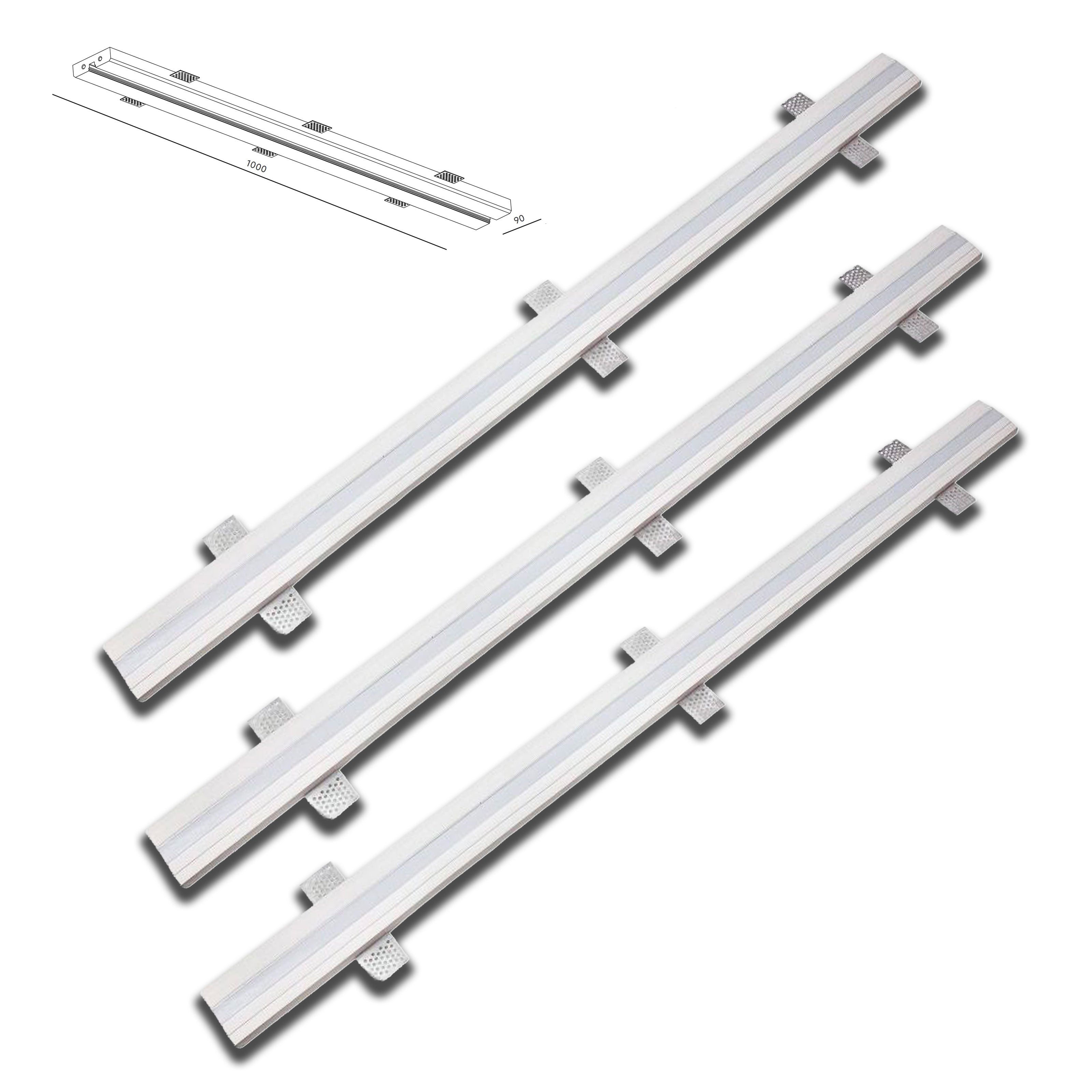 *STOCK* n.3 metri (3 barre da 1mt) Striscia In Gesso Ceramico predisp. LED 90x1000mm - Eternal Parquet