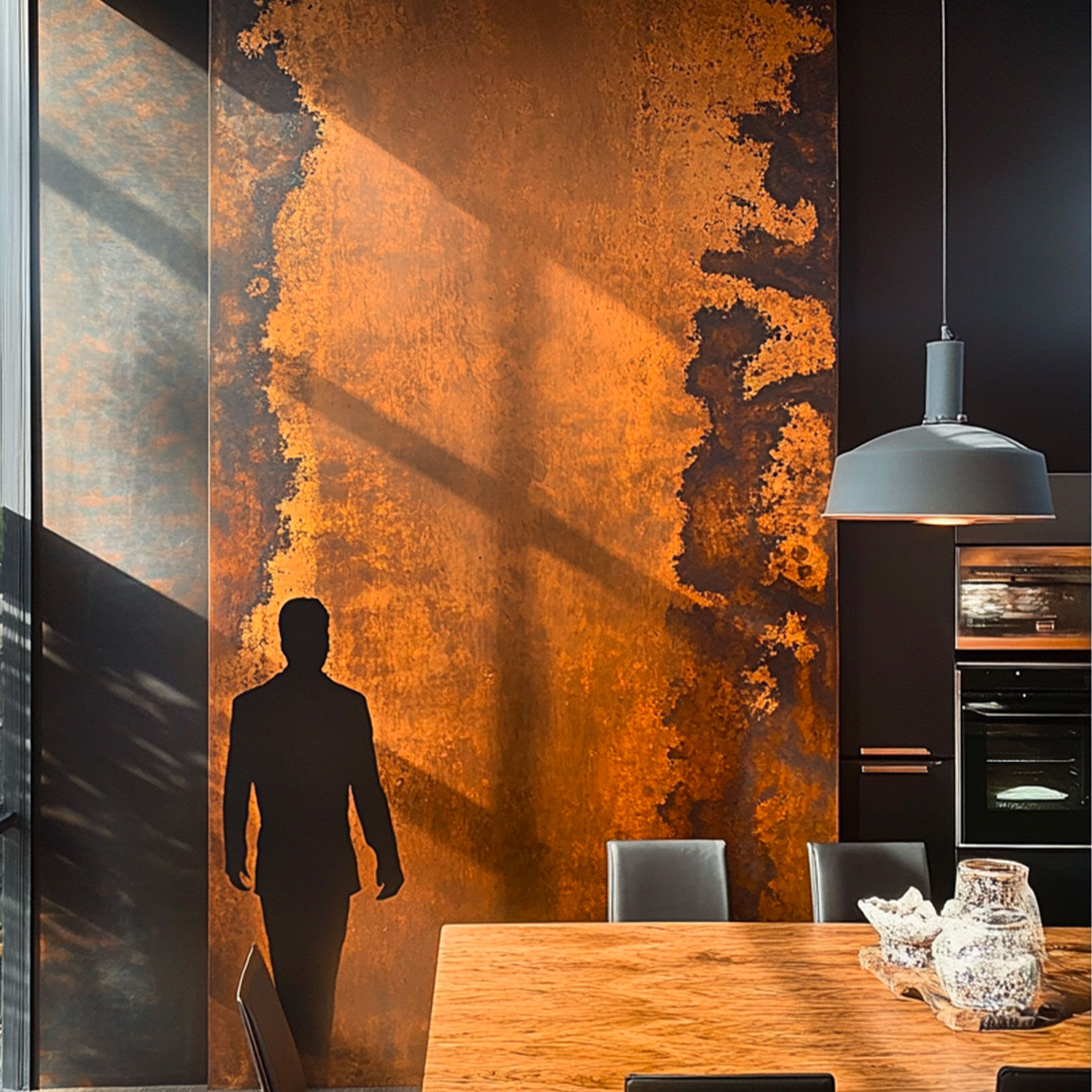 pannello rivoluzionario di Rivestimento interno-esterno in VERA PIETRA CORTEN flessibile 305x122x0,3cm NERO - Eternal Parquet