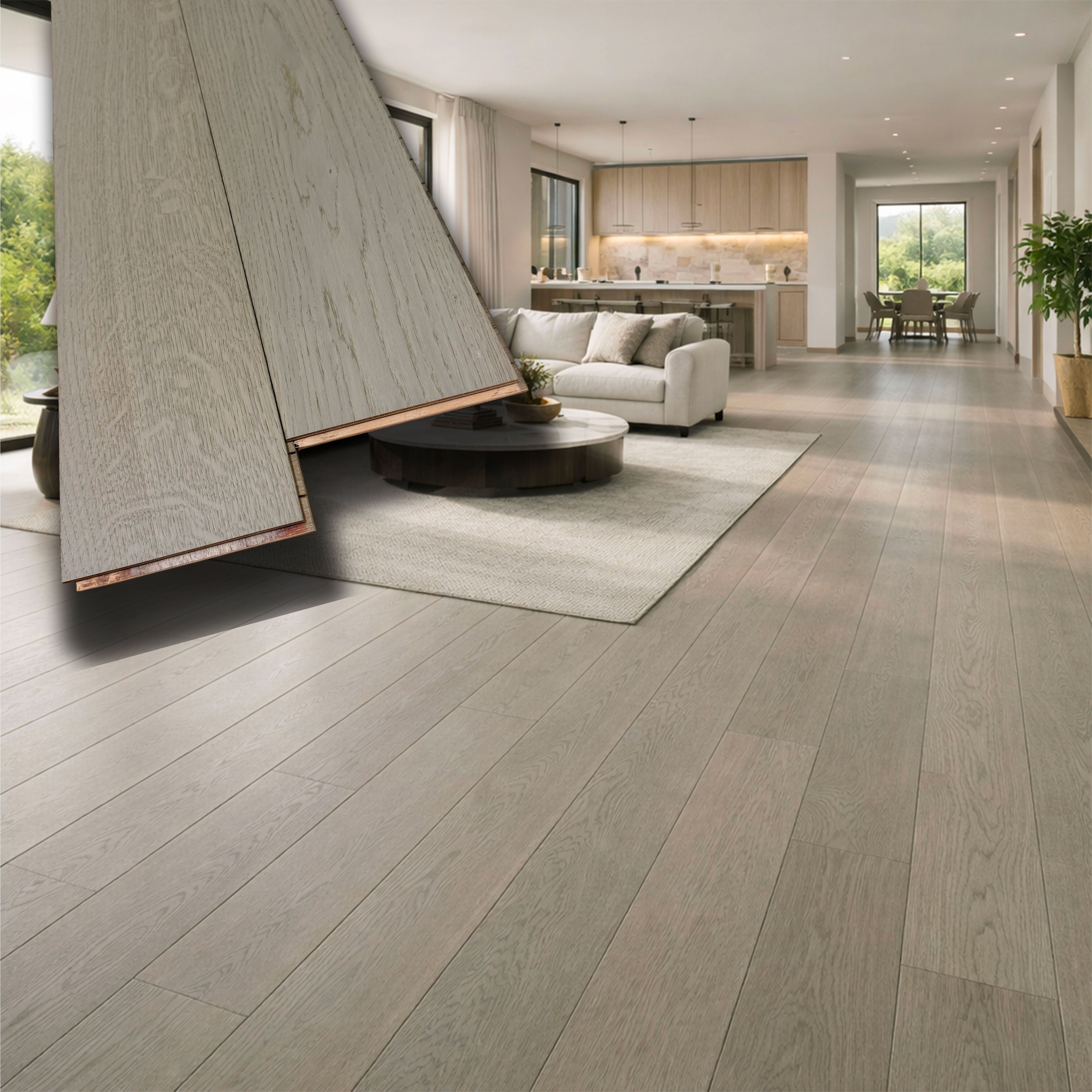 €24,90mq * STOCK GARBELOTTO * Lotto da 31mq di Parquet rovere Grigio caldo spazzolato 13x150x600/1200 - Eternal Parquet