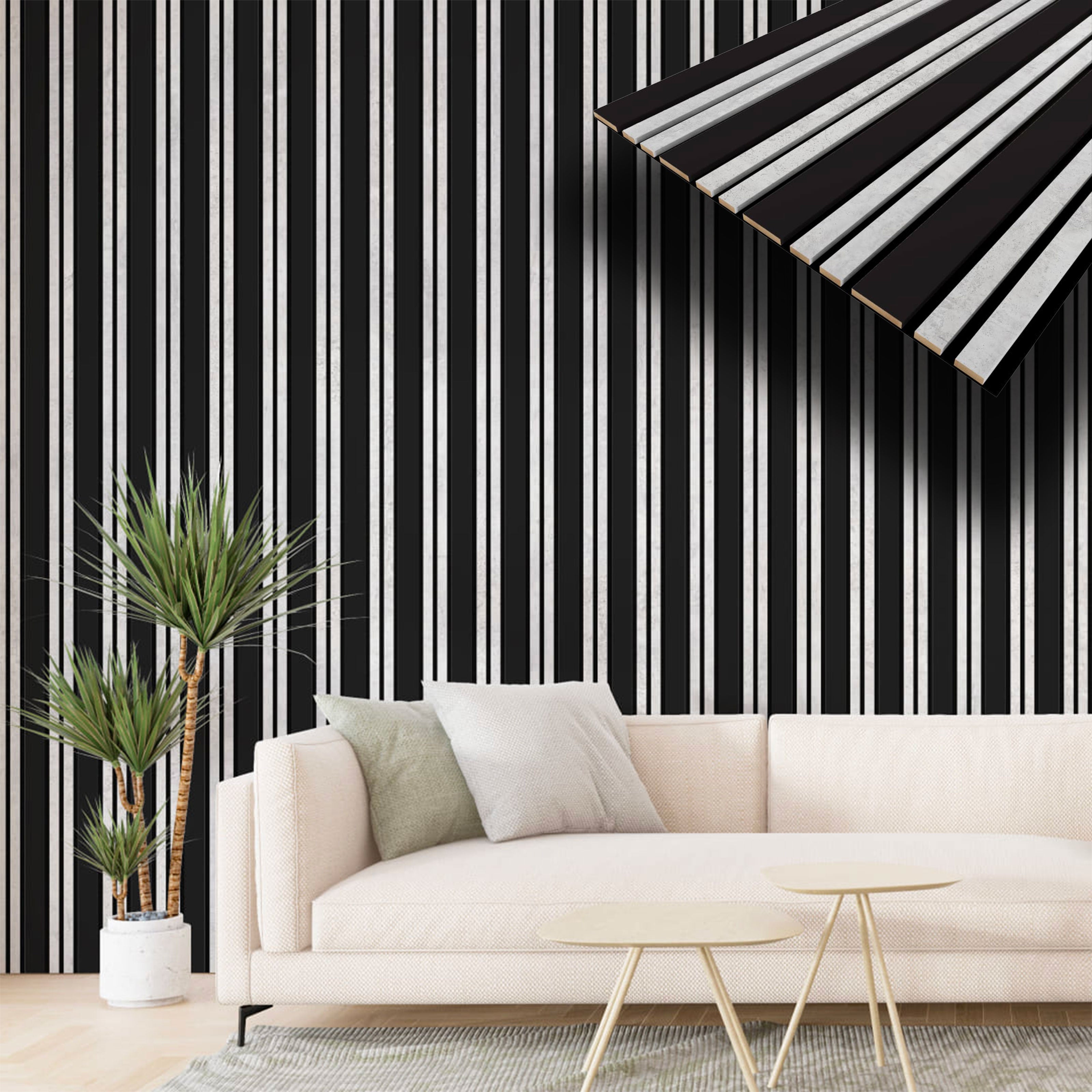 Pannello ACUSTICO arrotolabile (1,66mq) a Lamelli in Fibra di legno mis. 9x600x2780mm BLACK + CHICAGO - Eternal Parquet