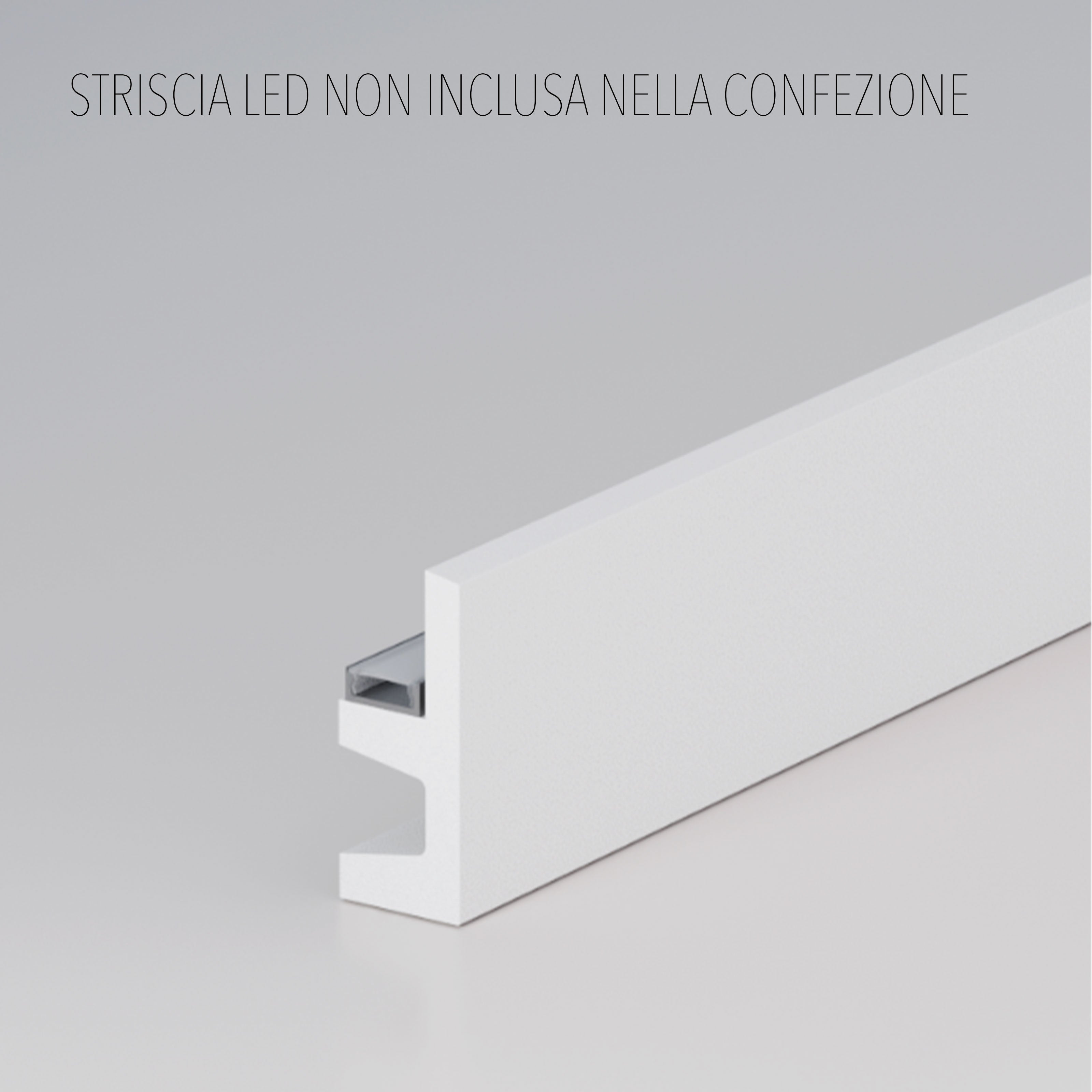 *STOCK FOLLI* Profilo Cornice per LED in Polimeri Bianco RAL 9016 verniciabile 62X25mm (Prezzo al metro) - Eternal Parquet
