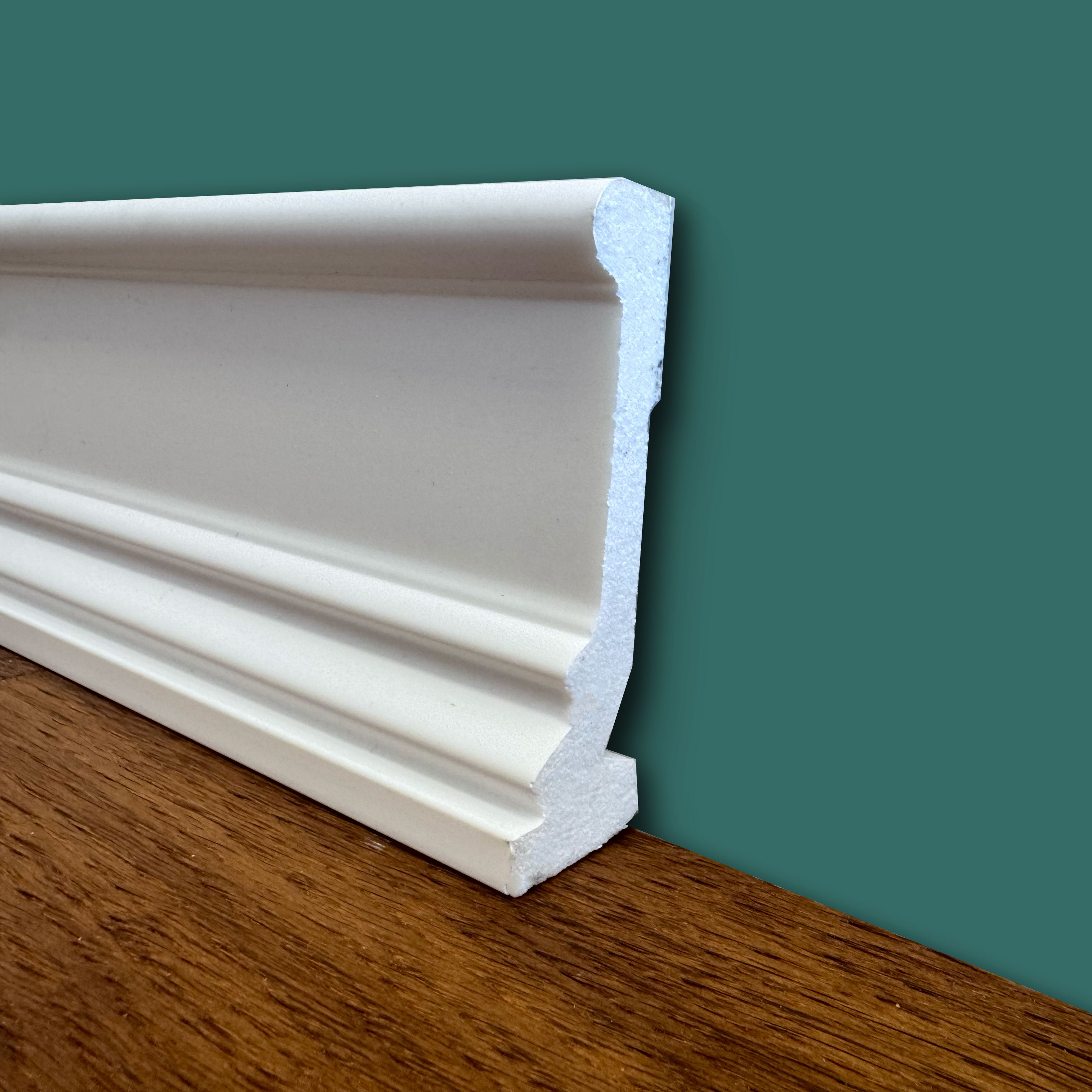 (massimo spessore) Battiscopa in POLIMERI linea BASICBOARD 90x27mm - BIANCO pitturabile (prezzo al metro) - Eternal Parquet