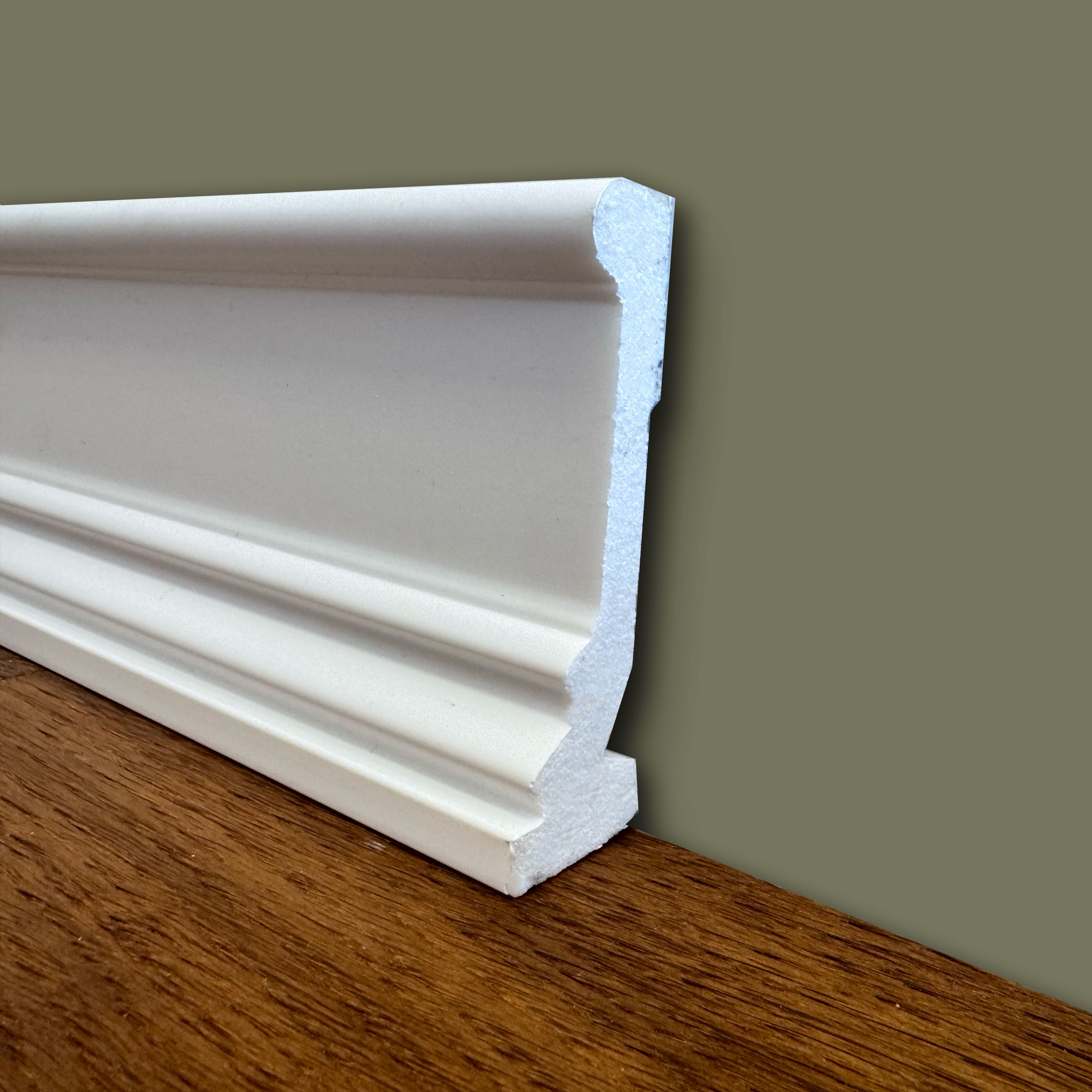 (massimo spessore) Battiscopa in POLIMERI linea BASICBOARD 90x27mm - BIANCO pitturabile (prezzo al metro) - Eternal Parquet