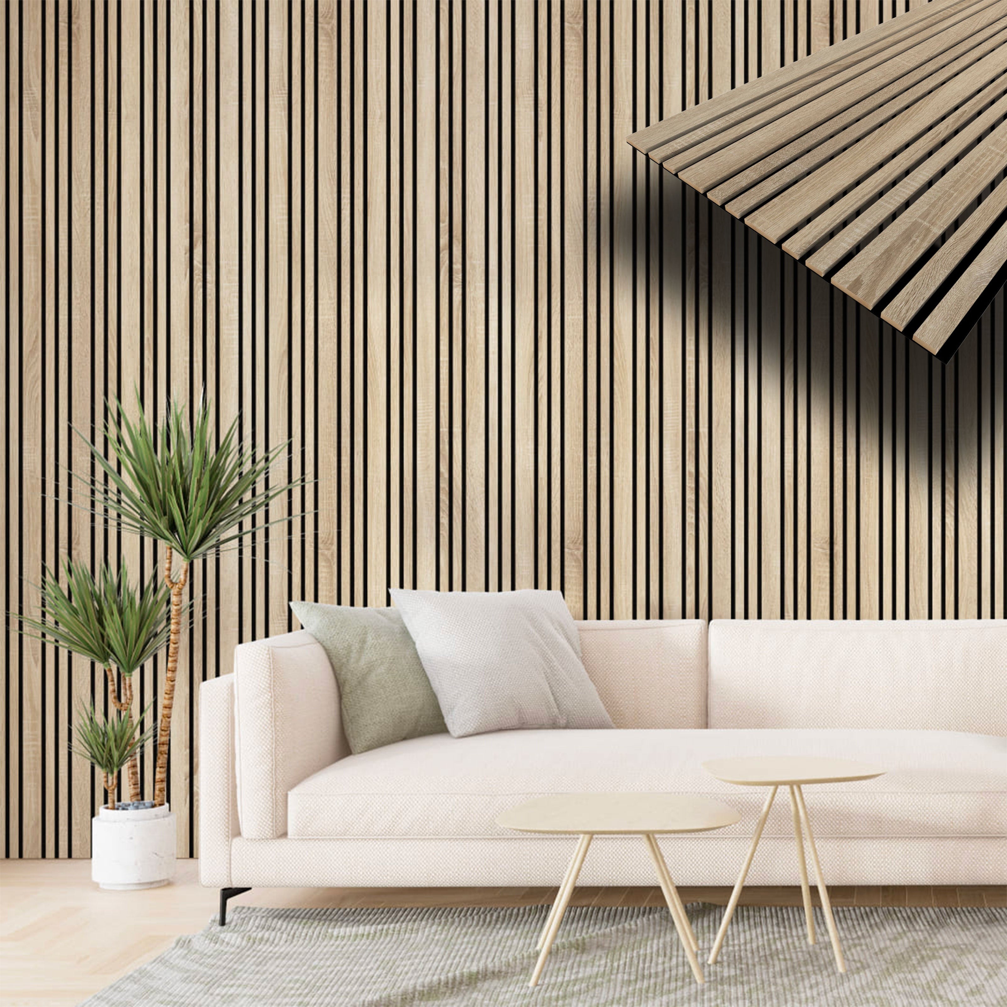 Pannello ACUSTICO arrotolabile (1,66mq) a Lamelli in Fibra di legno mis. 9x600x2780mm NATURALE - Eternal Parquet