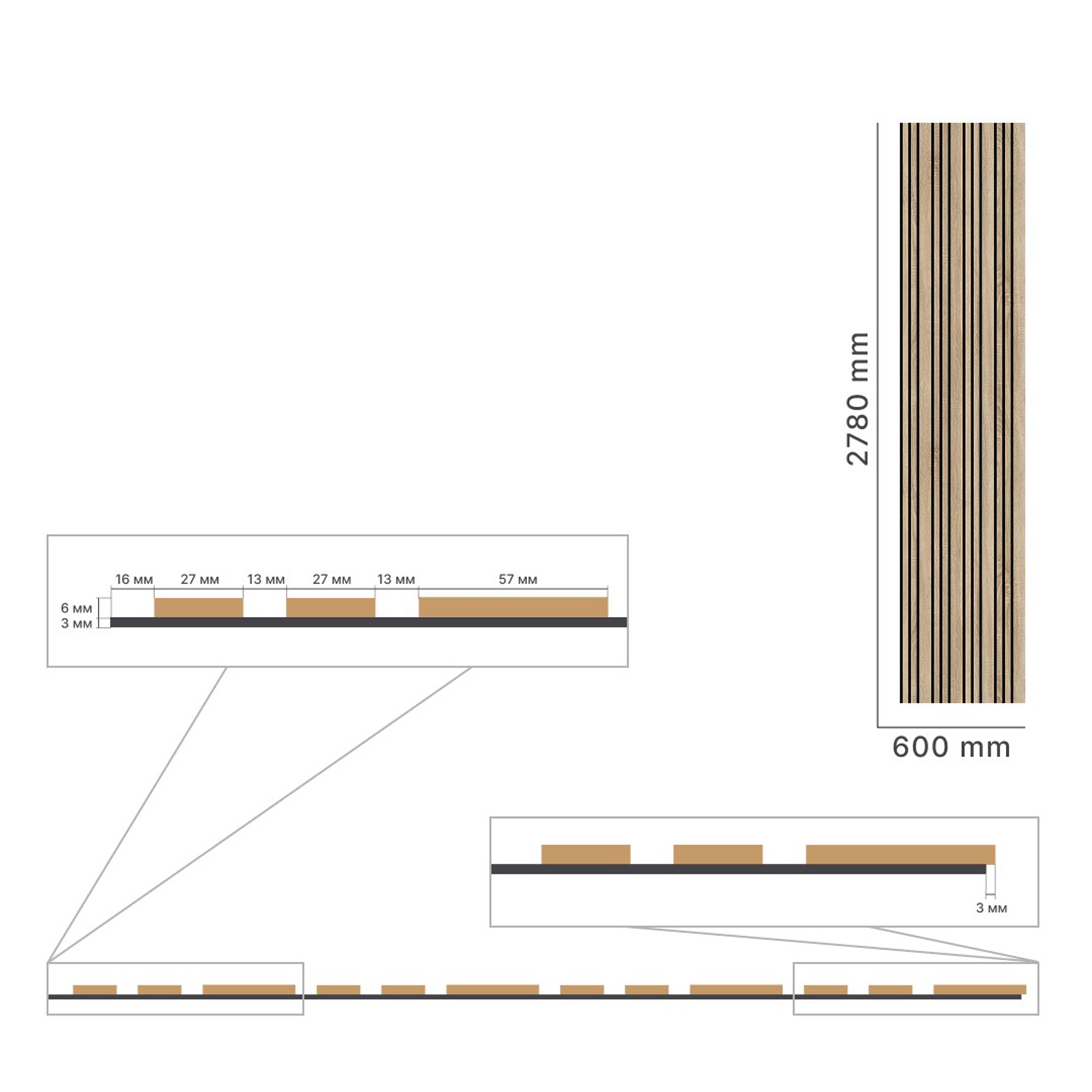 Pannello ACUSTICO arrotolabile (1,66mq) a Lamelli in Fibra di legno mis. 9x600x2780mm NATURALE - Eternal Parquet
