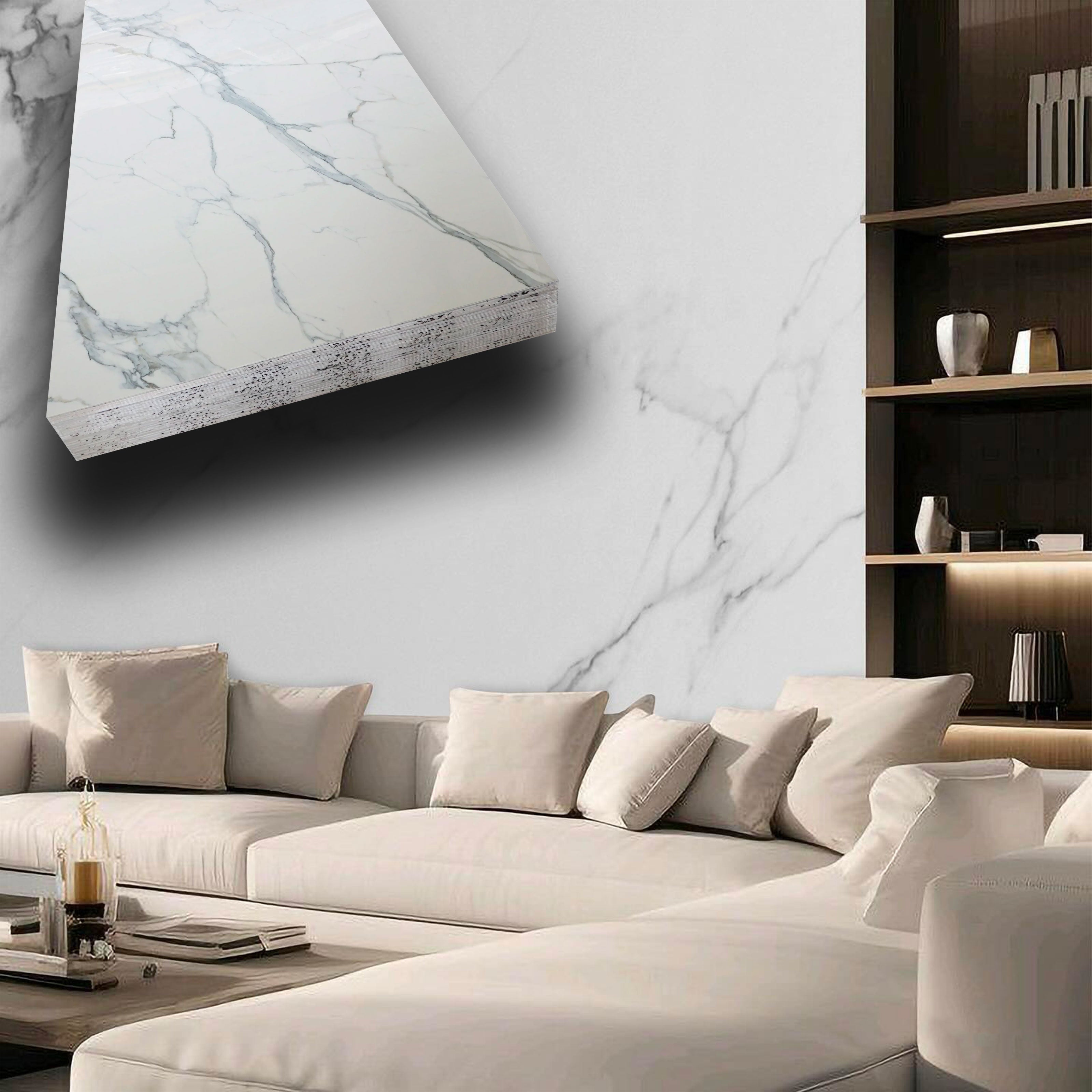 Pacco da n.4pz (2,9mq) Pannelli rivestimento in Polimeri Ultrarealistico effetto Marmo lucido 1220x600x4mm mod.POMPEI - Eternal Parquet