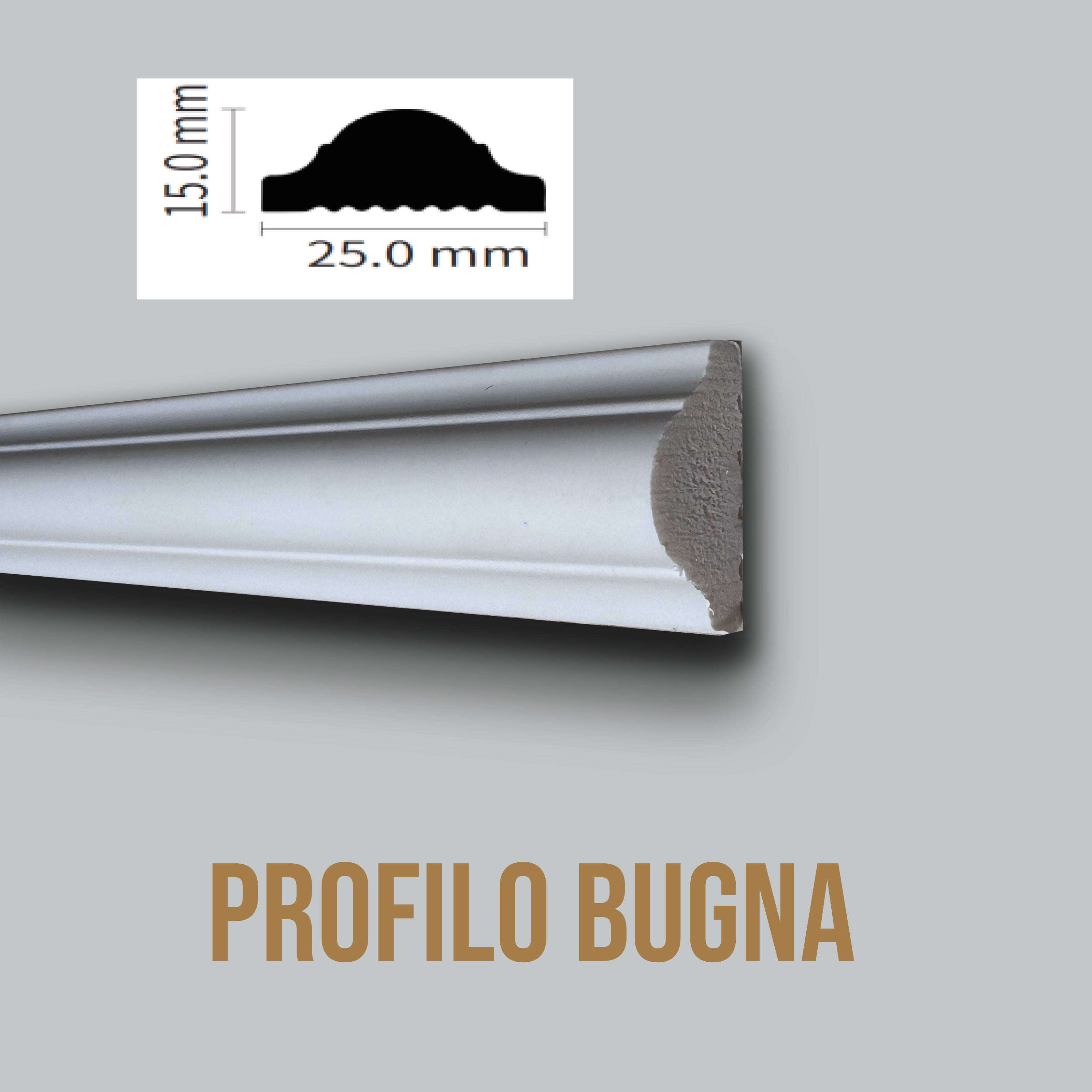 Profilo BUGNA per boiserie in Polimeri Bianco RAL 9016 verniciabile 25X15mm (Prezzo al metro) - Eternal Parquet