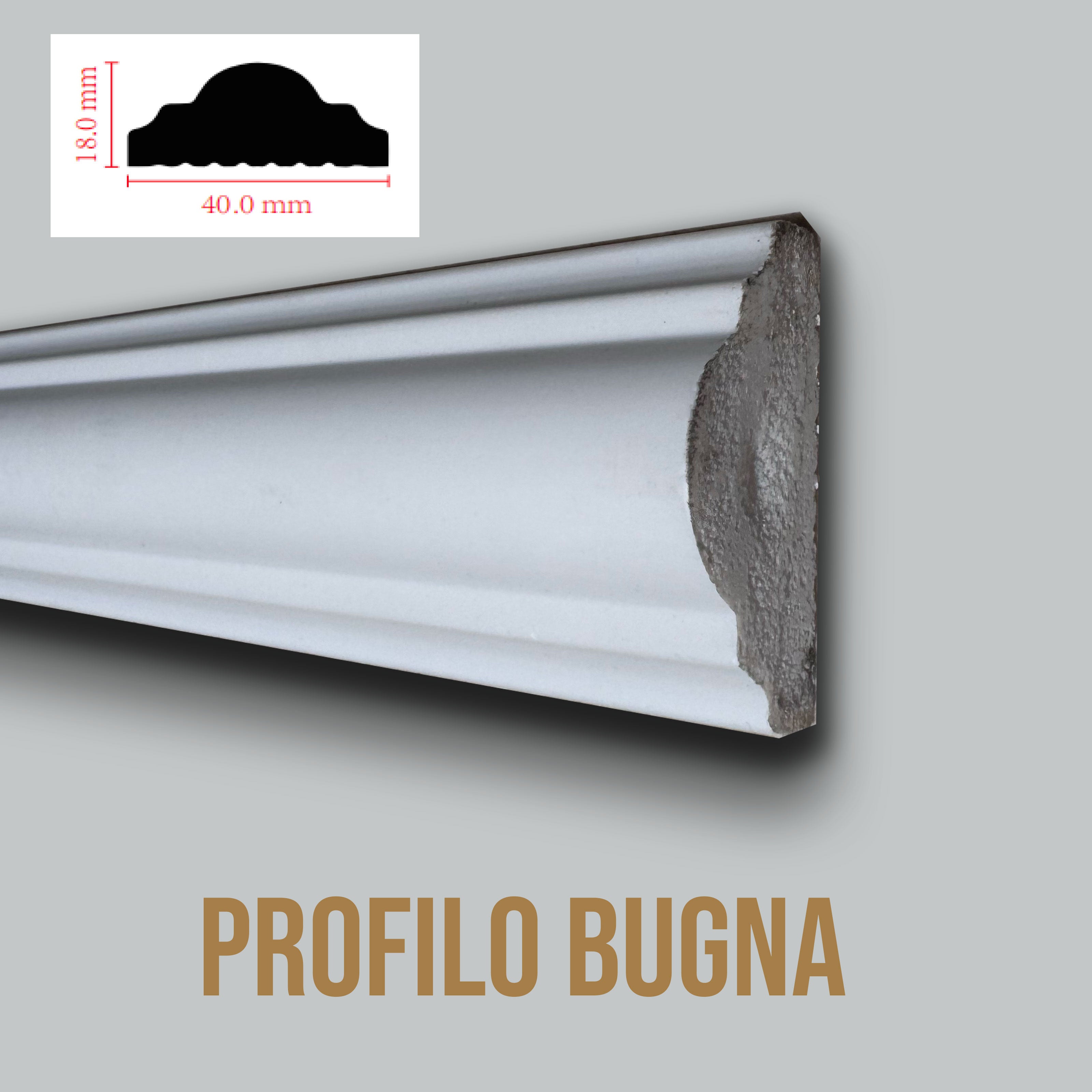 Profilo BUGNA per boiserie in Polimeri Bianco RAL 9016 verniciabile 40X18mm (Prezzo al metro) - Eternal Parquet