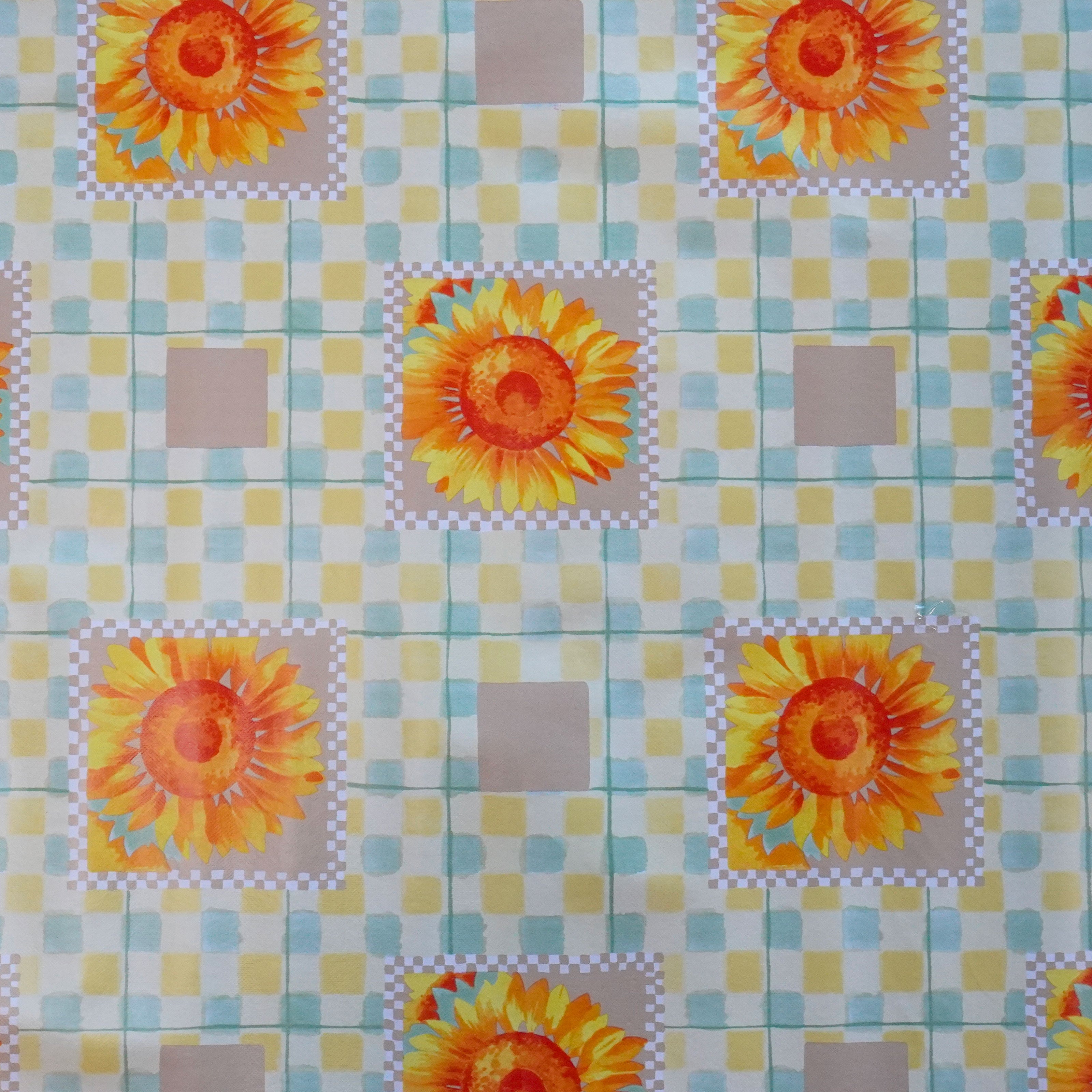 ***MEGA STOCK*** Rotolo da 20 metri (H140cm) di Tovaglia PVC telata cerata Per Casa, Sagre, Pizzerie QUADRI E GIRASOLI ARANCIO - Eternal Parquet