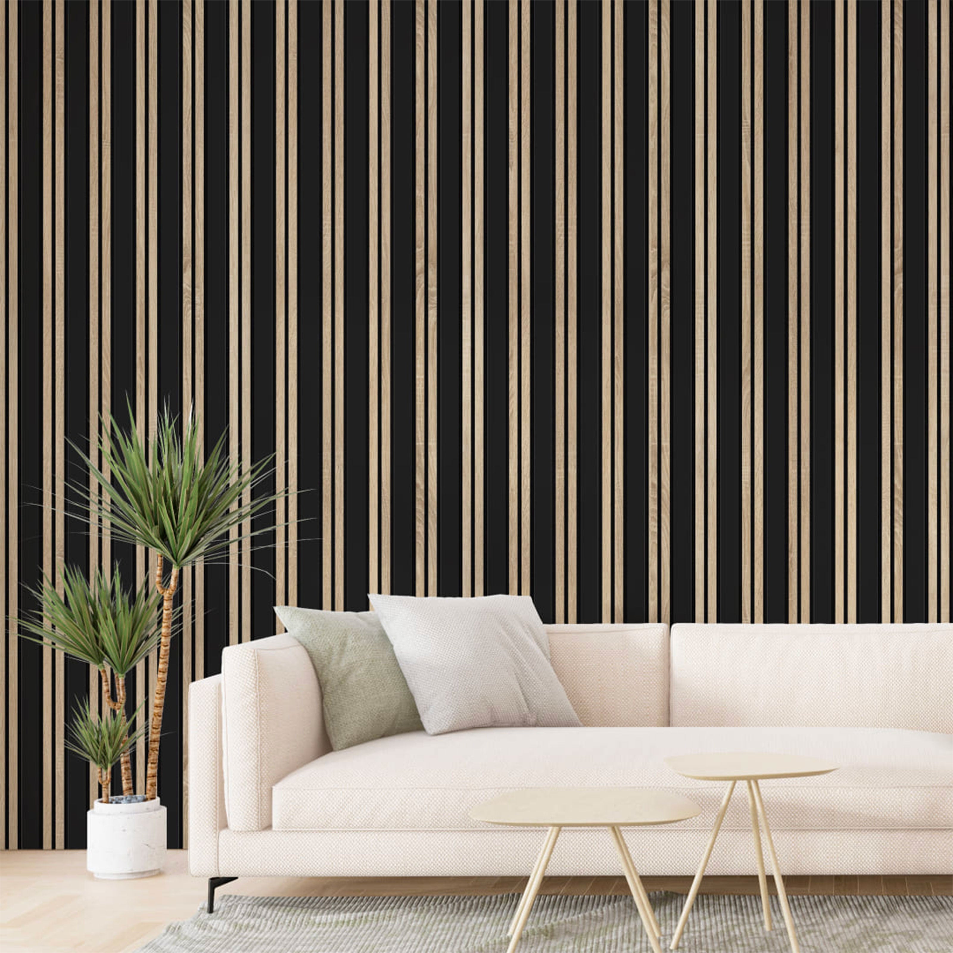 Pannello ACUSTICO arrotolabile (1,66mq) a Lamelli in Fibra di legno mis. 9x600x2780mm BLACK + NATURALE - Eternal Parquet