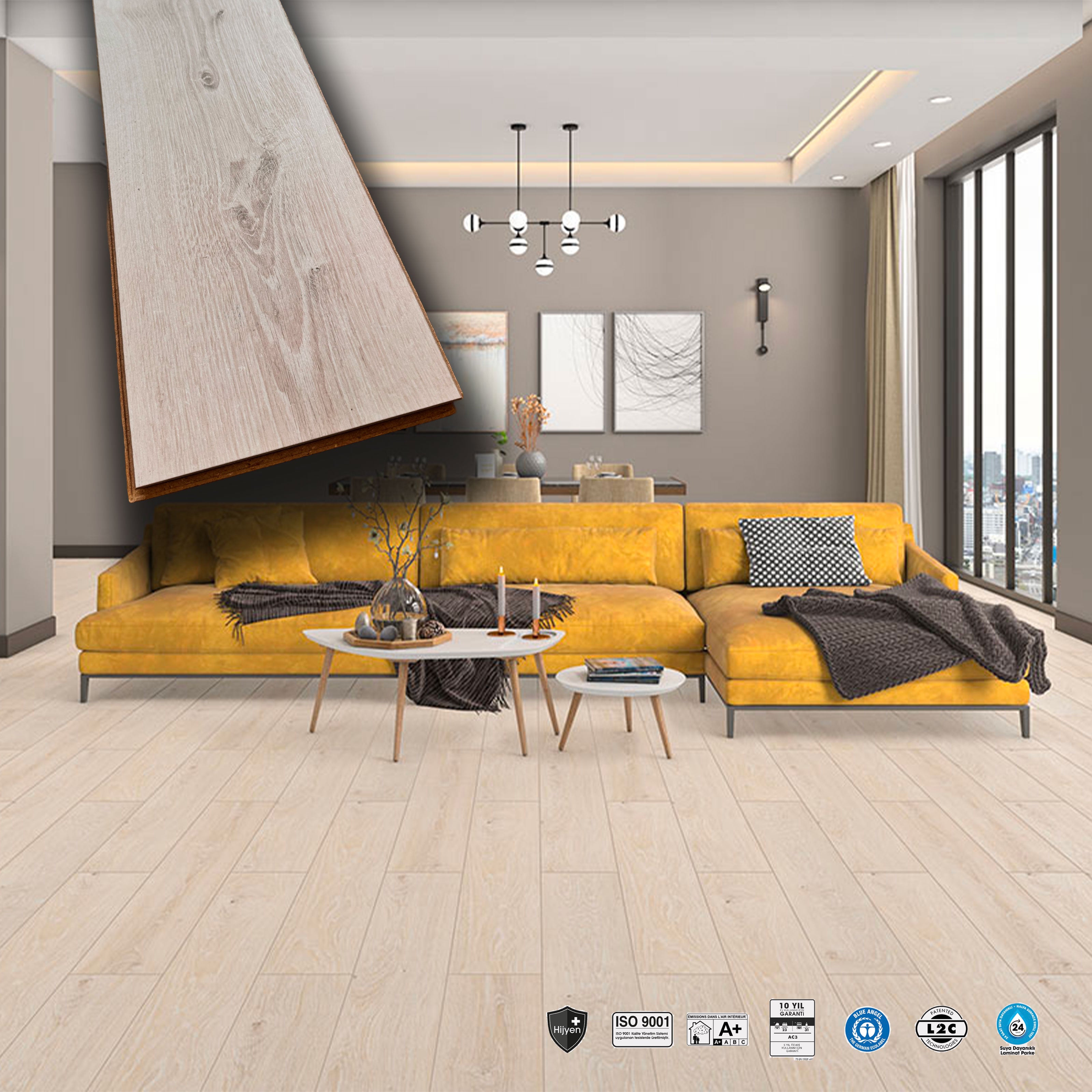 Pavimento in laminato 8mm Click Spazzolato bisellato SATEN 197x1205 - 10 anni garanzia