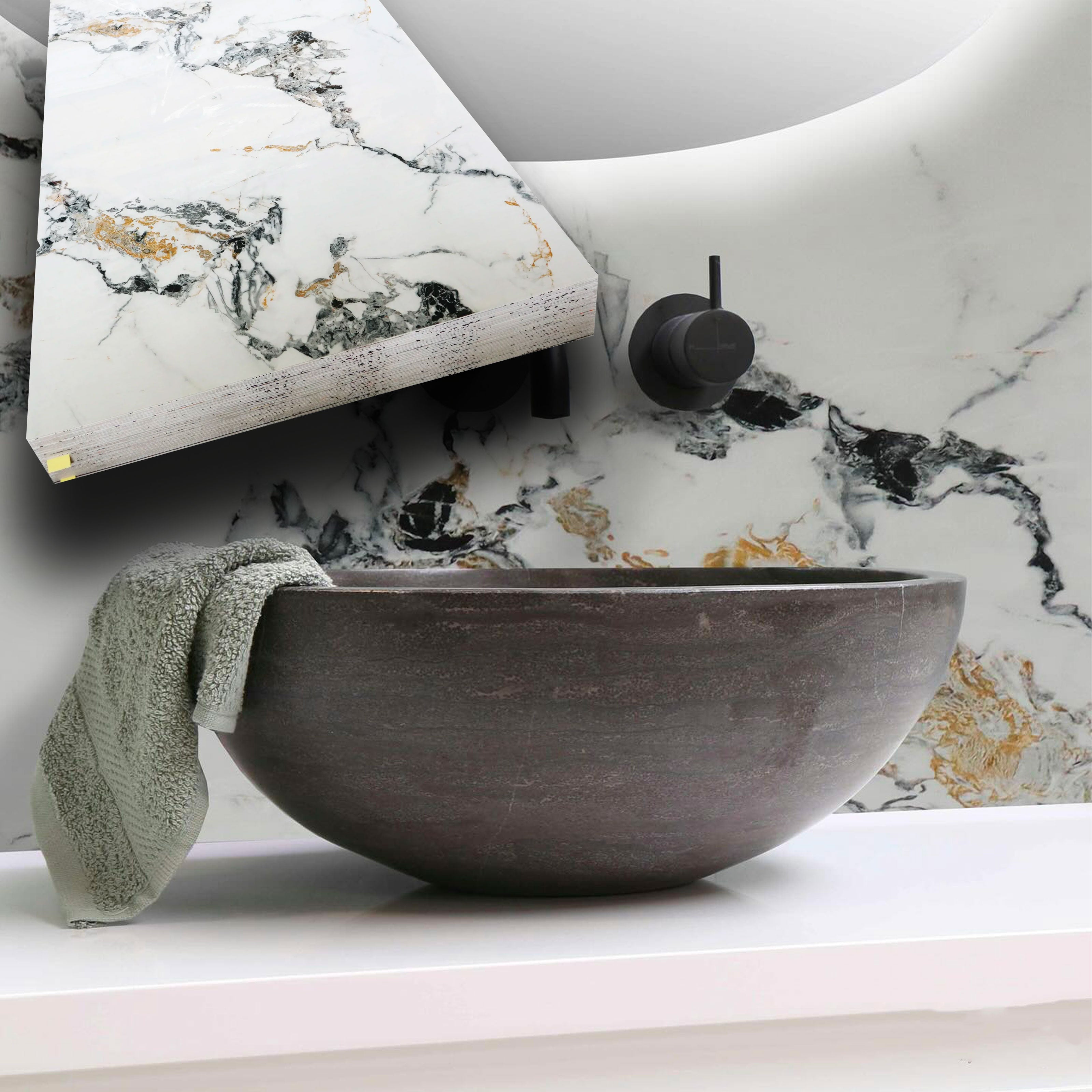 Pacco da n.4pz (2,9mq) Pannelli rivestimento in Polimeri Ultrarealistico effetto Marmo lucido 1220x600x4mm mod.SORRENTO - Eternal Parquet