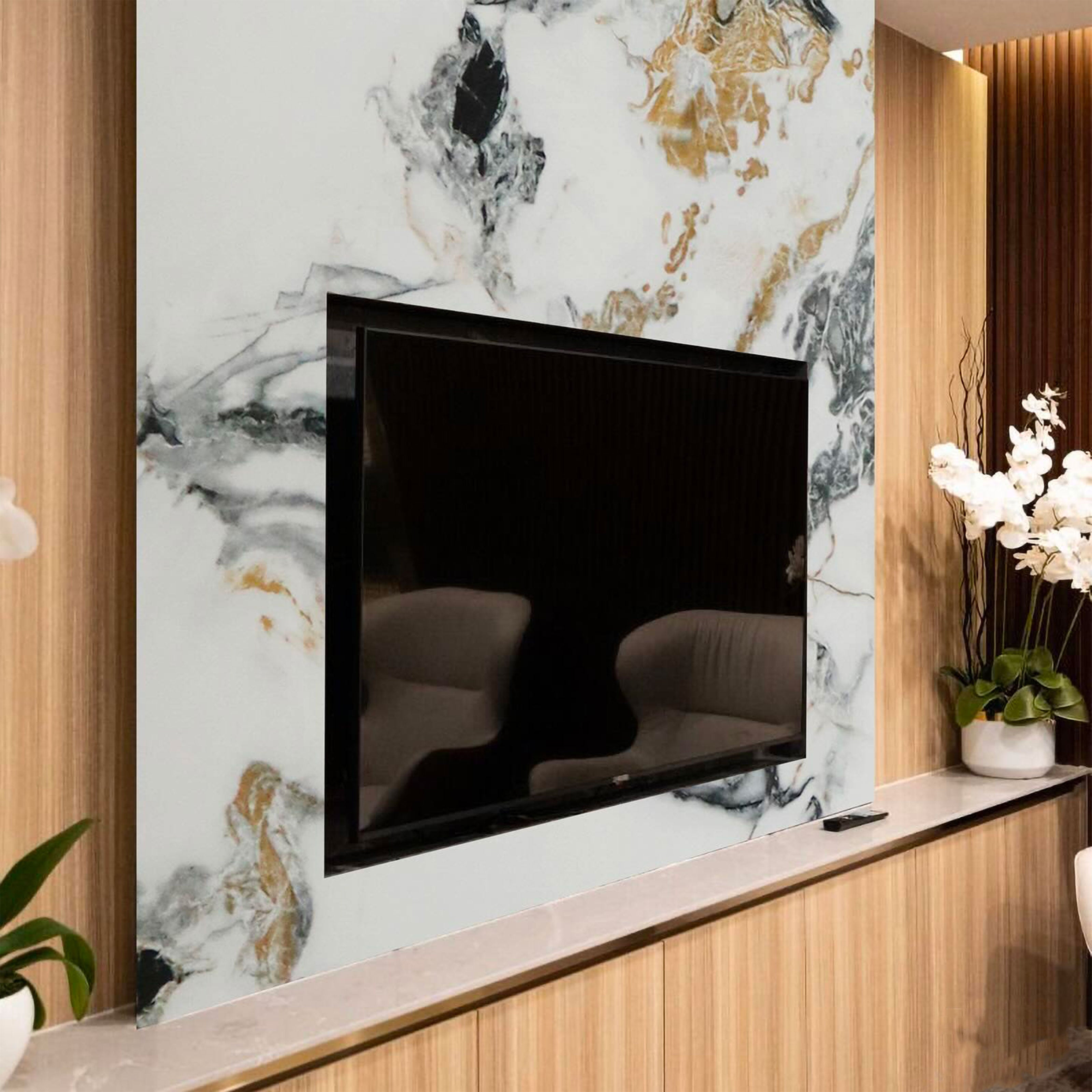 Pacco da n.4pz (2,9mq) Pannelli rivestimento in Polimeri Ultrarealistico effetto Marmo lucido 1220x600x4mm mod.SORRENTO - Eternal Parquet