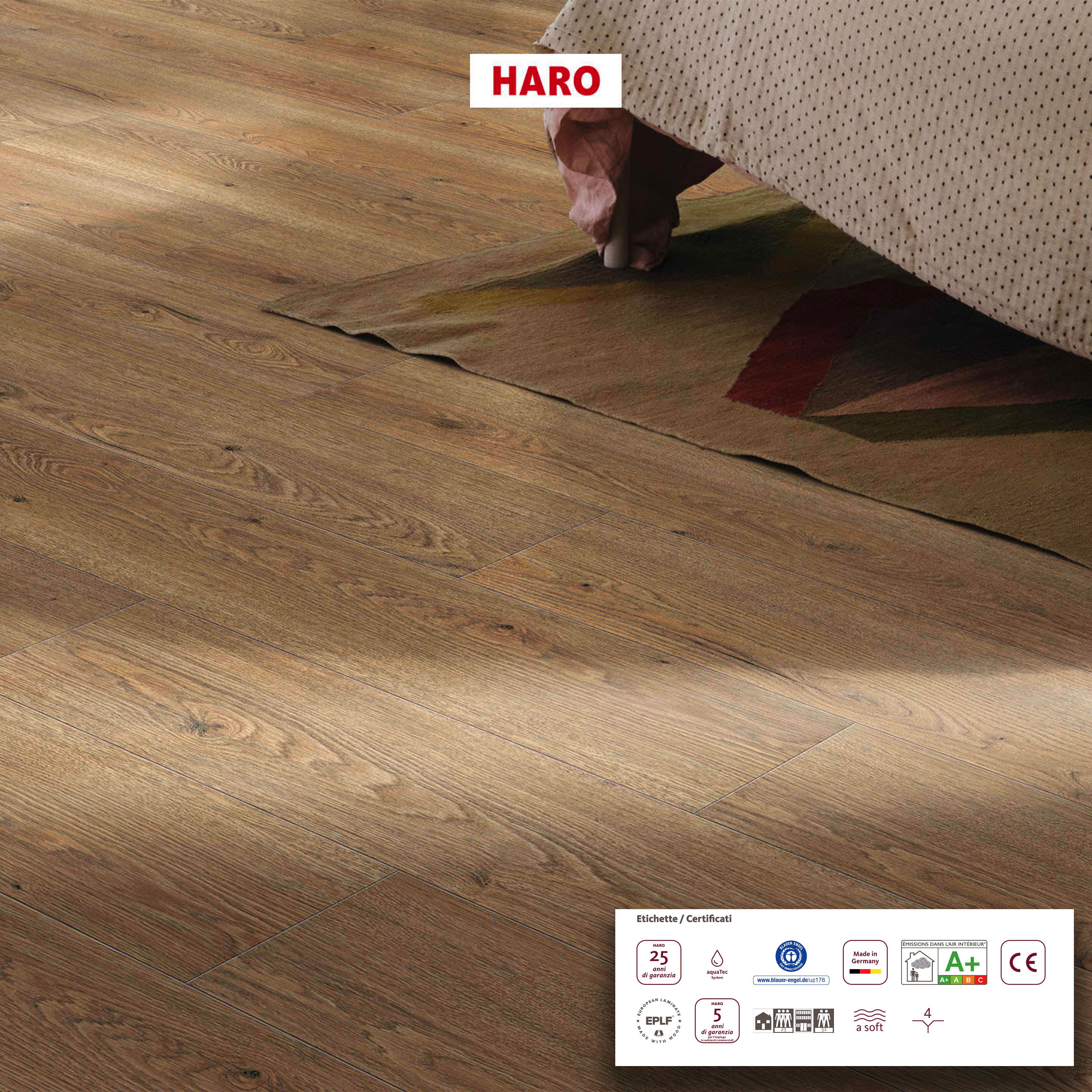 € 18.99 al mq ***PROMO*** bancali da 102,96mq di LAMINATO HARO Tritty 100 (fascia altissima) 8x193x1282 AC4 ROVERE FLAVIA - Eternal Parquet