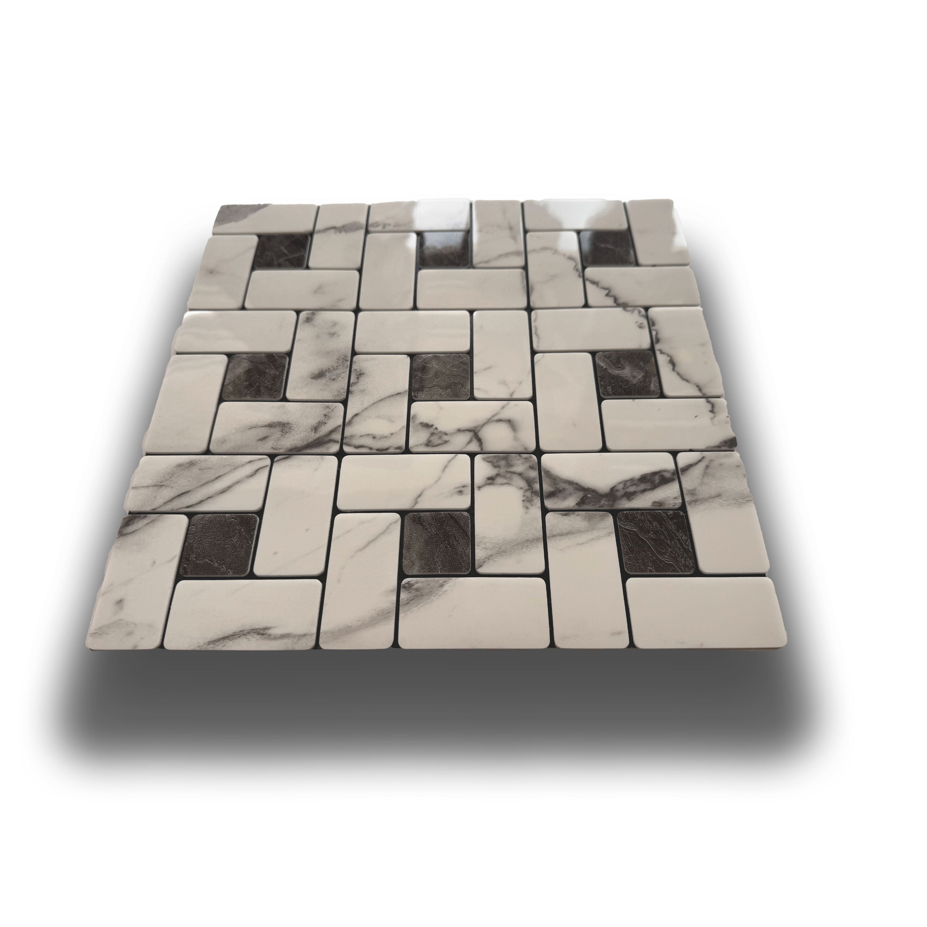 Piastrelle 3D Autoadesive in PET acustiche e isolanti 30x30cm (4mm spessore) TRAPEZI CARRARA - Eternal Parquet