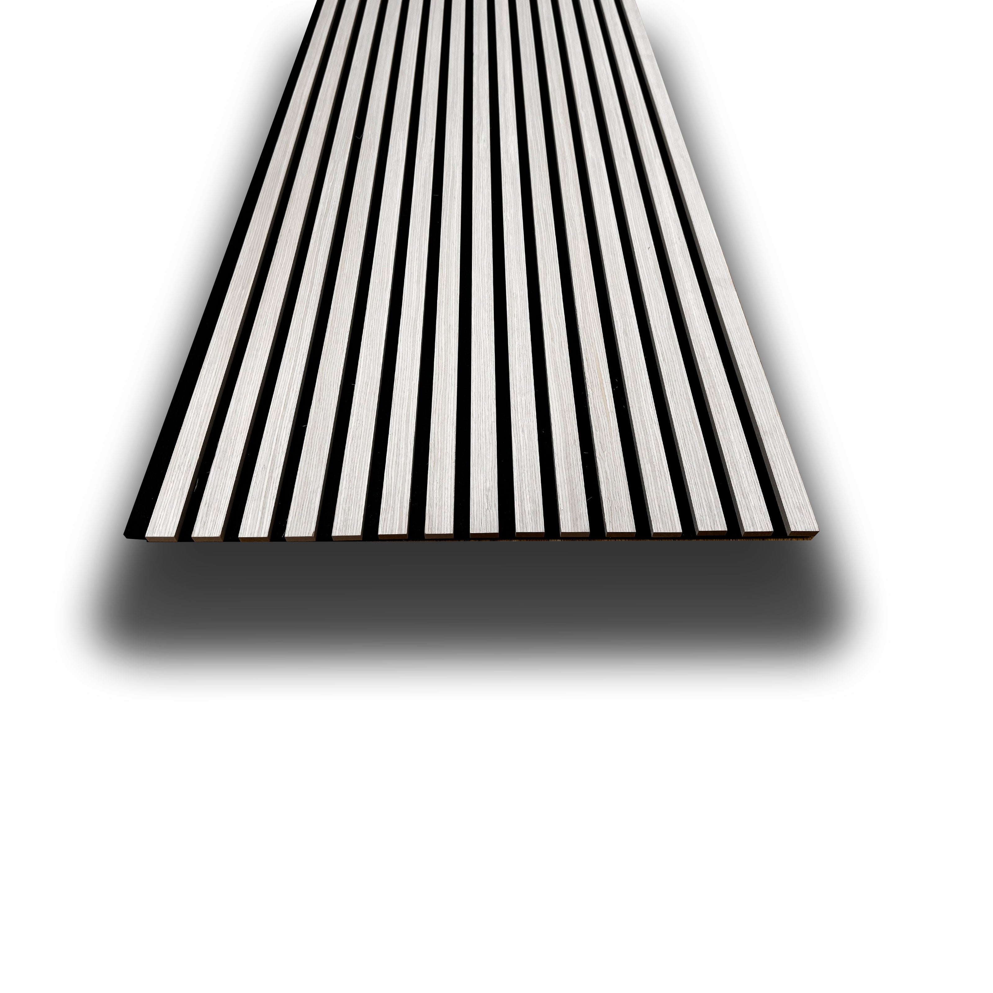 Pannello ACUSTICO (1,74mq) a Lamelli AUTOADESIVO rivestito in VERO LEGNO + feltro + fibra di legno - mis. 12x600x2900mm ACERO BIANCO - Eternal Parquet