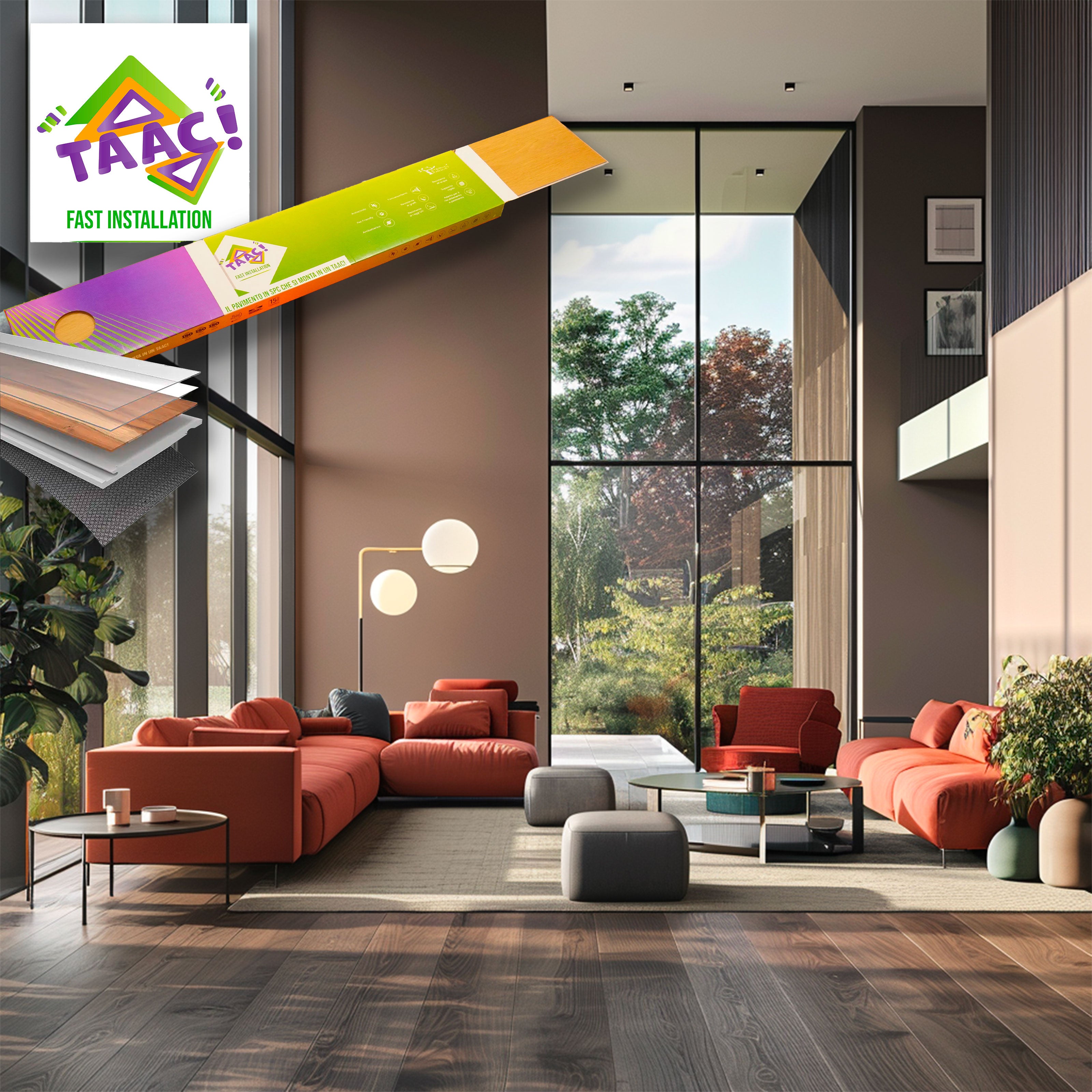 TAAC! il Maxilistone SPC in Polvere di Pietra ULTRAREAL Fast-click 6,5mm (sp.5+1,5) 1524x228mm ADHARA - Eternal Parquet