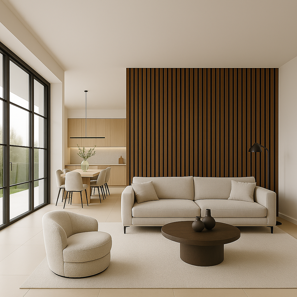 Pannello ACUSTICO Euroacustic Flex (1,65mq) a Lamelli in FIBRA DI LEGNO + feltro mis. 9x600x2750mm varie Texture - Eternal Parquet