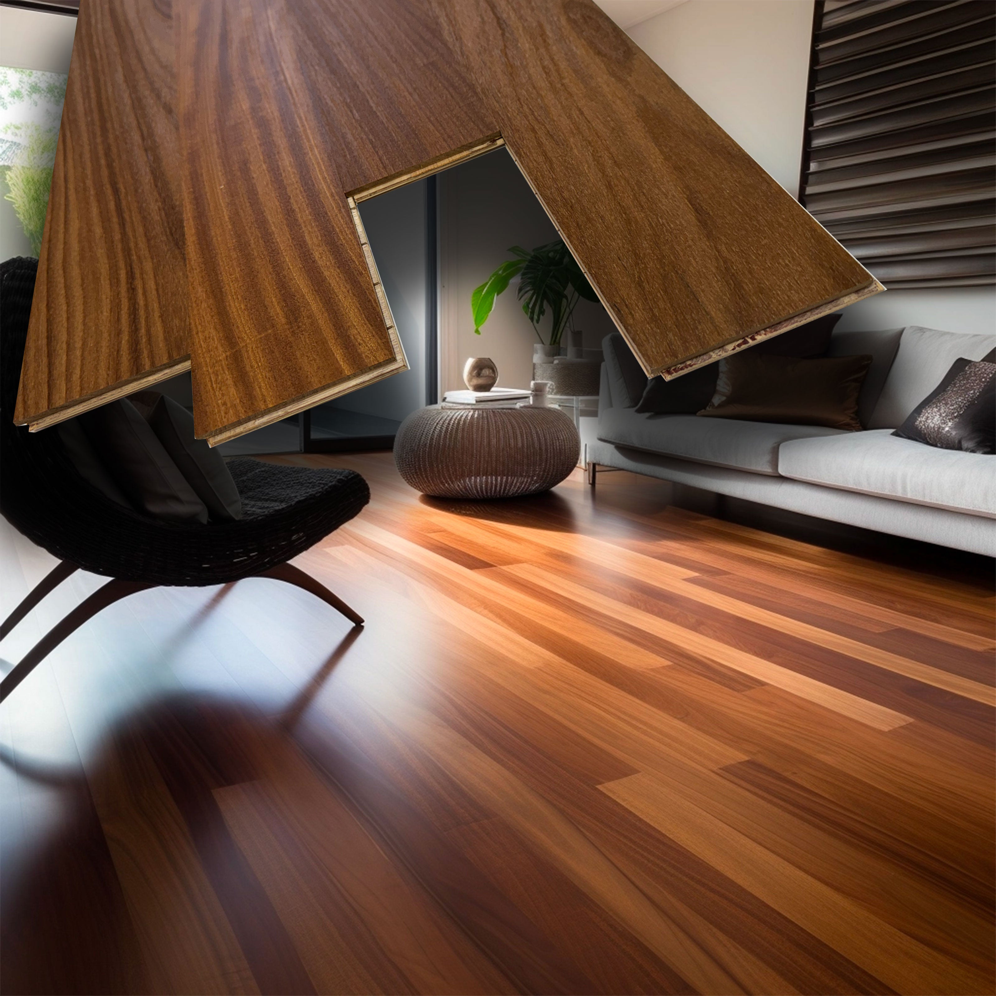 €33,90mq * STOCK GARBELOTTO * Lotto da 93mq di Maxilistone prefinito spazzolato AFRORMOSIA 10x90x500/800 - Eternal Parquet