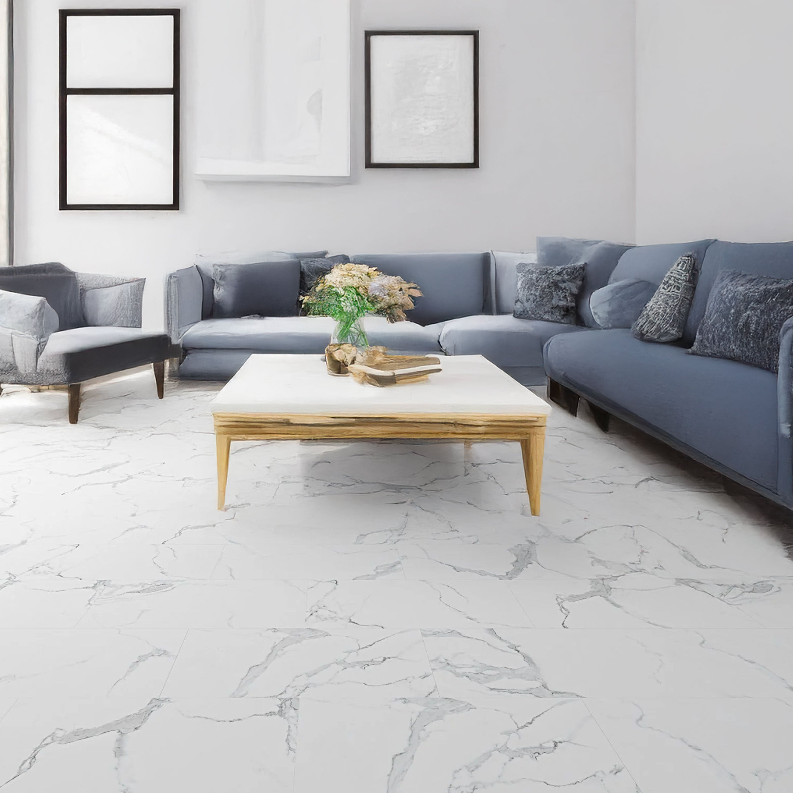 TAAC! il Pavimento SPC in Polvere di Pietra Fast-click 5mm (sp.4+1) 610X305mm mod. ALDEBARAN (carrara marmo) - Eternal Parquet