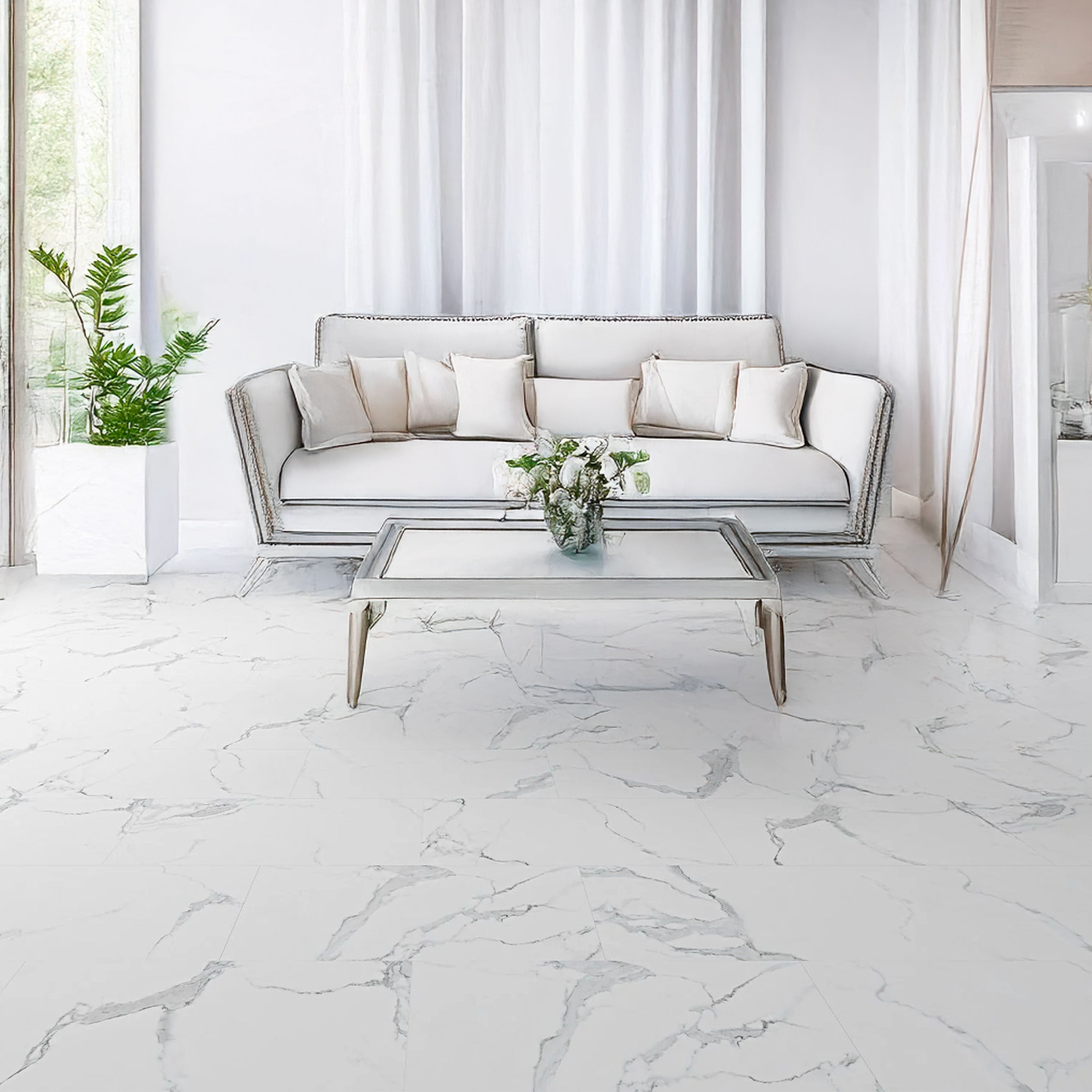 TAAC! il Pavimento SPC in Polvere di Pietra Fast-click 5mm (sp.4+1) 610X305mm mod. ALDEBARAN (carrara marmo) - Eternal Parquet