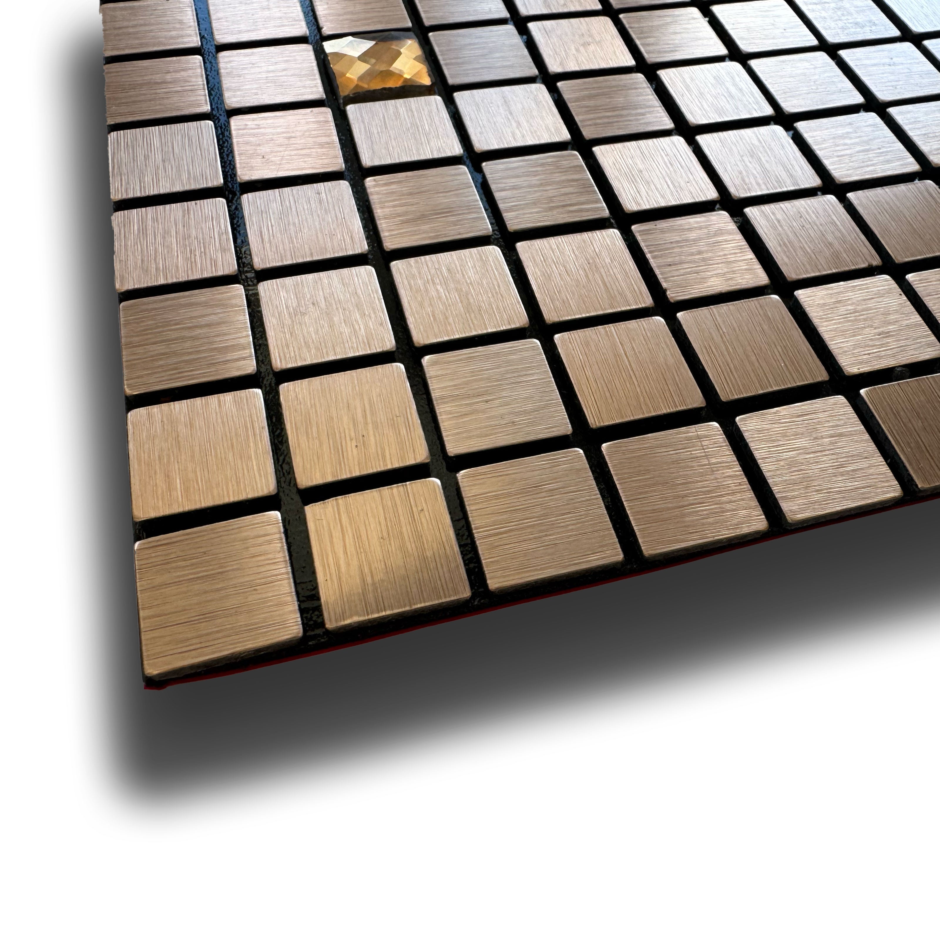 TOP! Piastrella autoadesiva in vero alluminio con inserti in Vetro 30x30cm (sp. 3mm) color RAME - Eternal Parquet