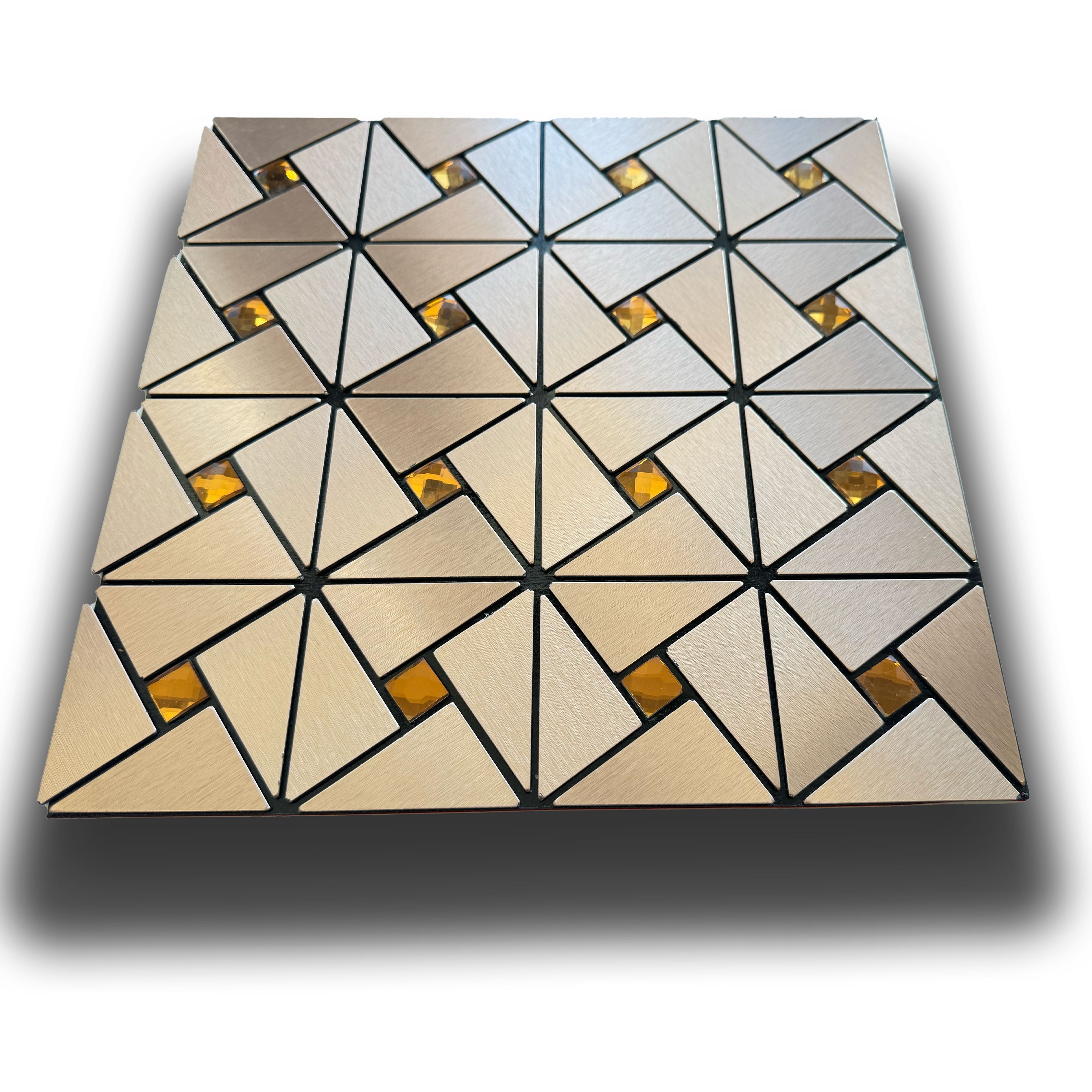 TOP! Piastrella autoadesiva in vero alluminio satinato con inserti in vetro 30x30cm (sp. 3mm) color Rame - Eternal Parquet