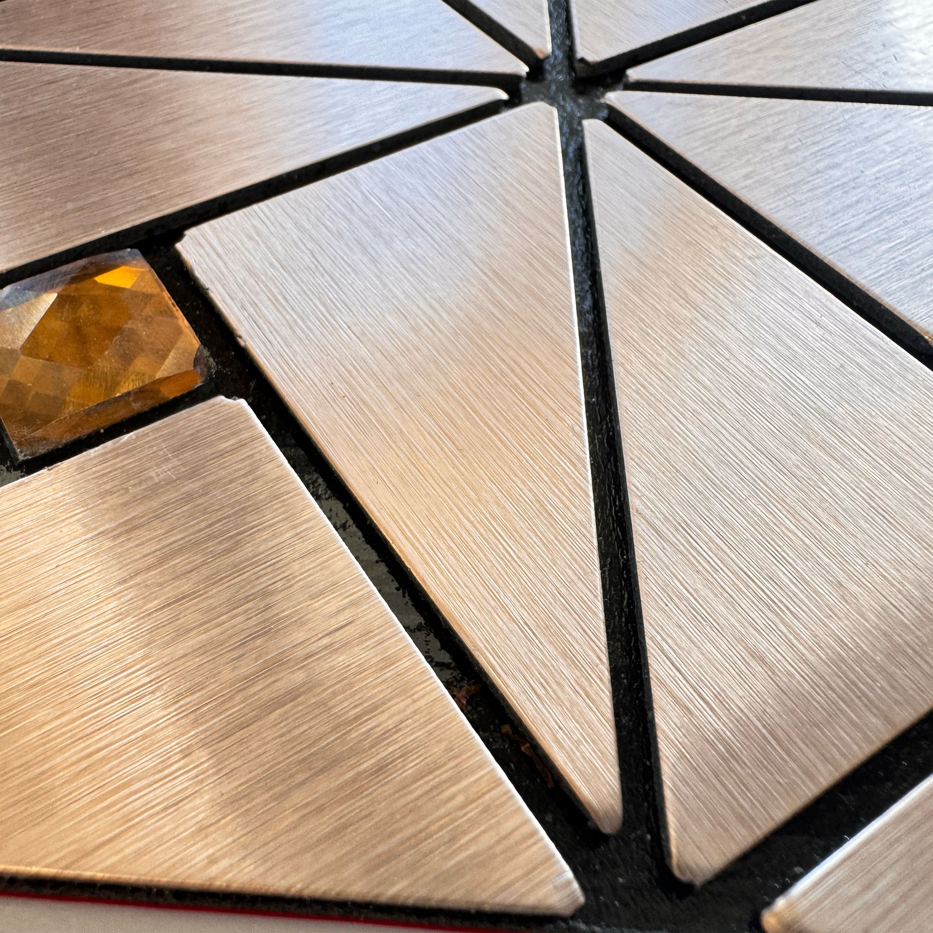 TOP! Piastrella autoadesiva in vero alluminio satinato con inserti in vetro 30x30cm (sp. 3mm) color Rame - Eternal Parquet