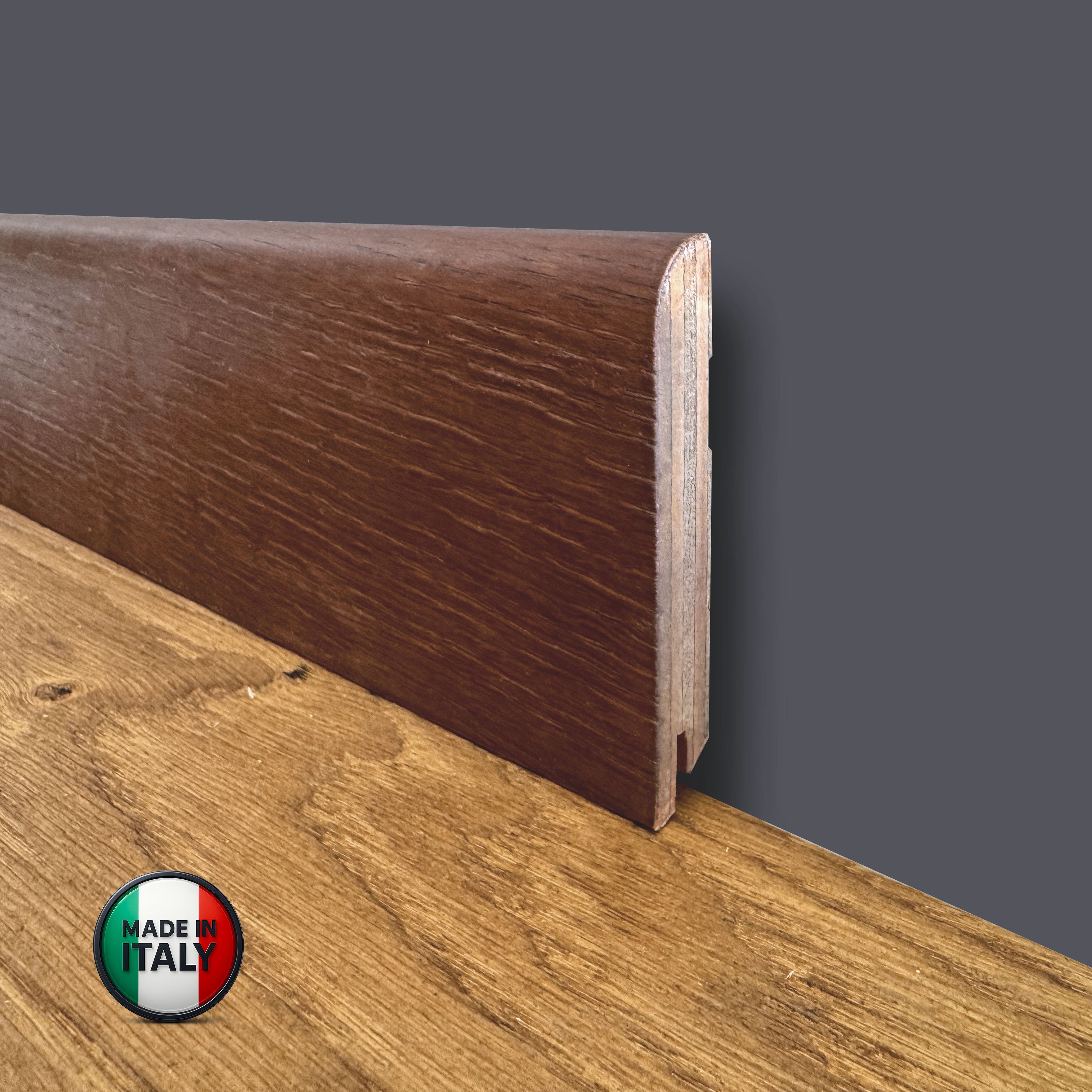 €2,49ml ** FUORI TUTTO ** Lotti da 20ml di Battiscopa in legno multistrato impiall. ROVERE ANTICATO 70x10mm - Eternal Parquet