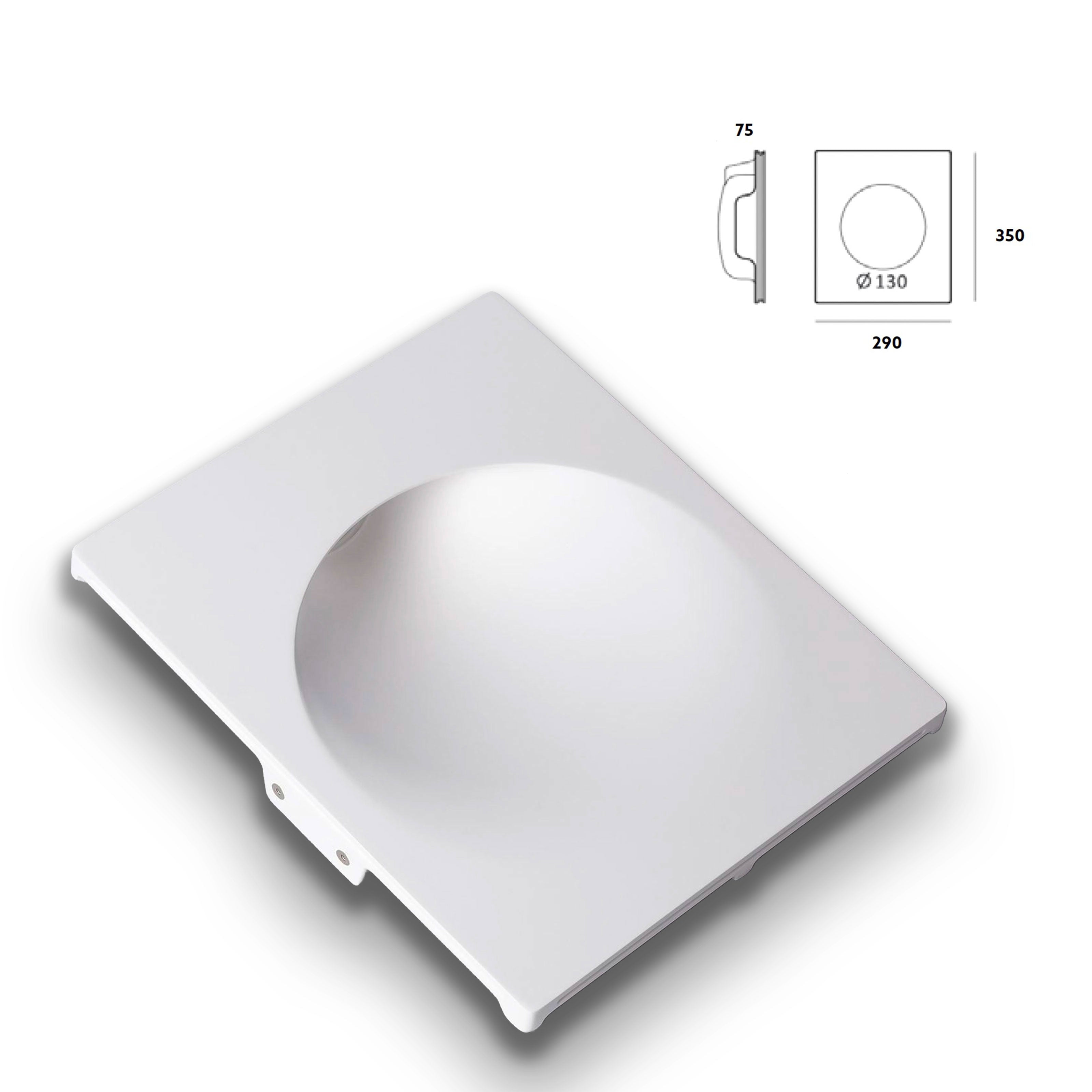 *STOCK* Portafaretto In Gesso Ceramico ad incasso GHOST 350x290x75mm foro 13cm 40W GU10 IP20 - Eternal Parquet