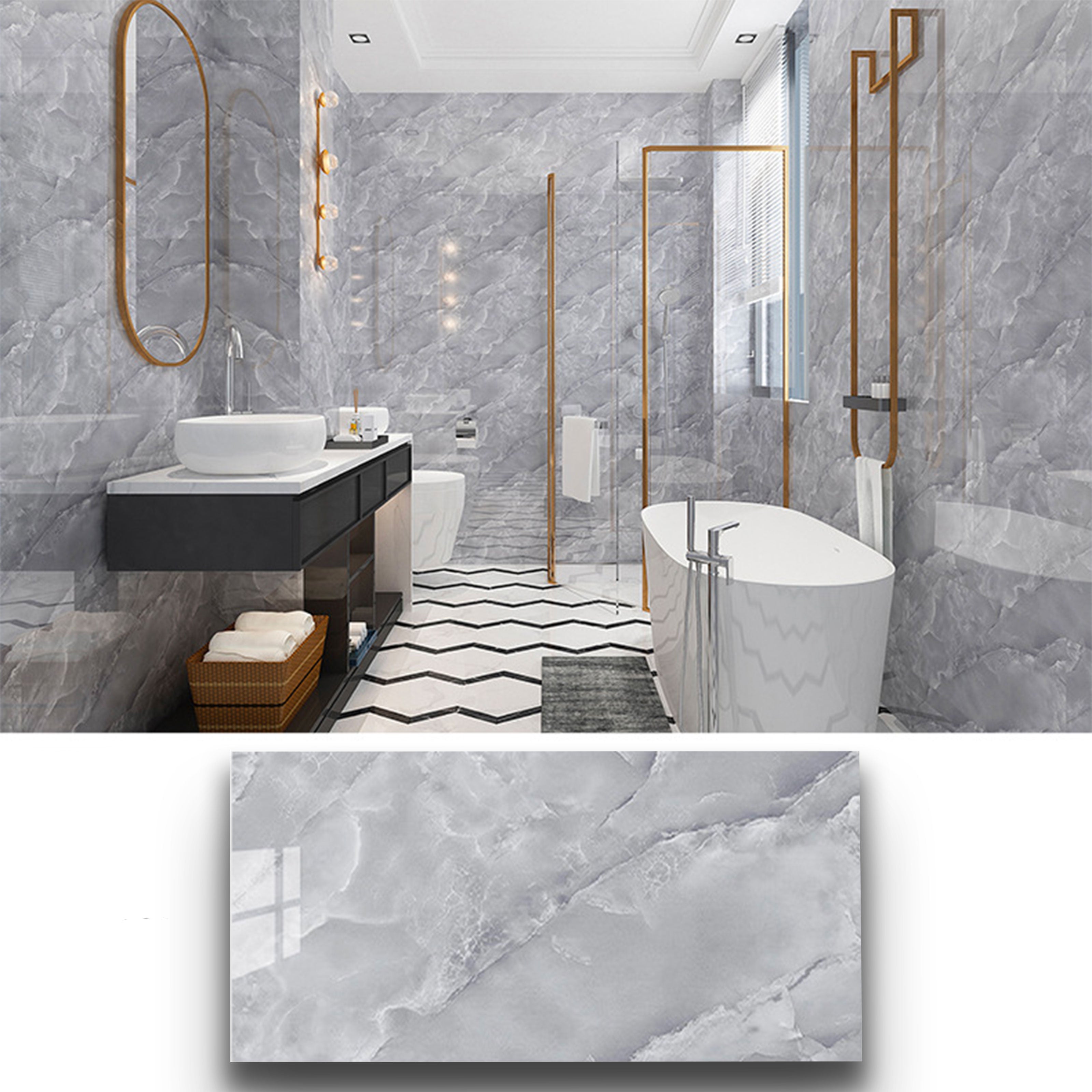 Pannelli in PVC Autoadesivi Effetto Marmo/Granito 60x30xcm Lussuosi, isolanti, idrorepellenti, ignifughi - Eternal Parquet