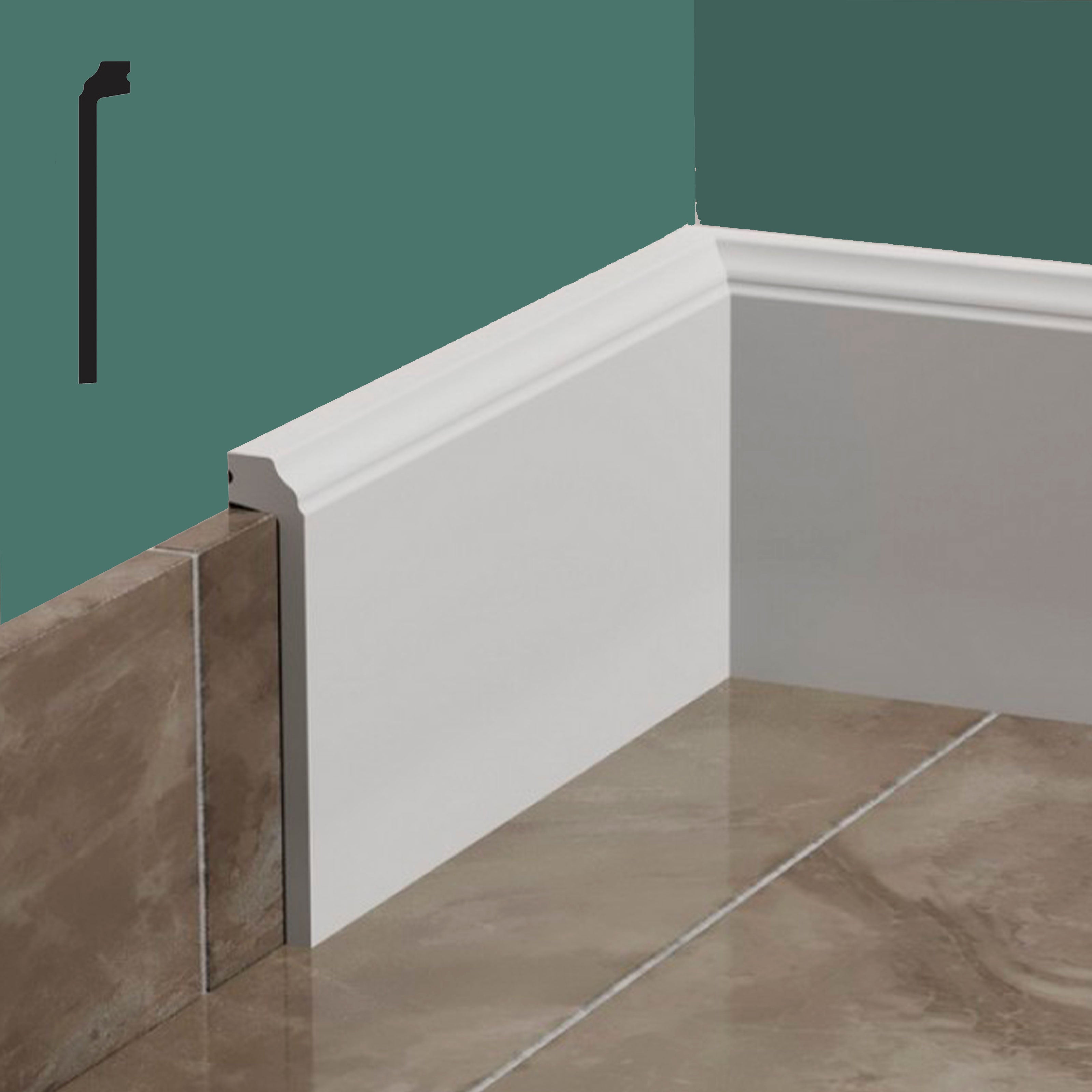 Bancale da 62,4ml di Battiscopa Coprimarmo FIRENZE in POLIMERI FeelingWood-HD 144x23mm - BIANCO - Eternal Parquet