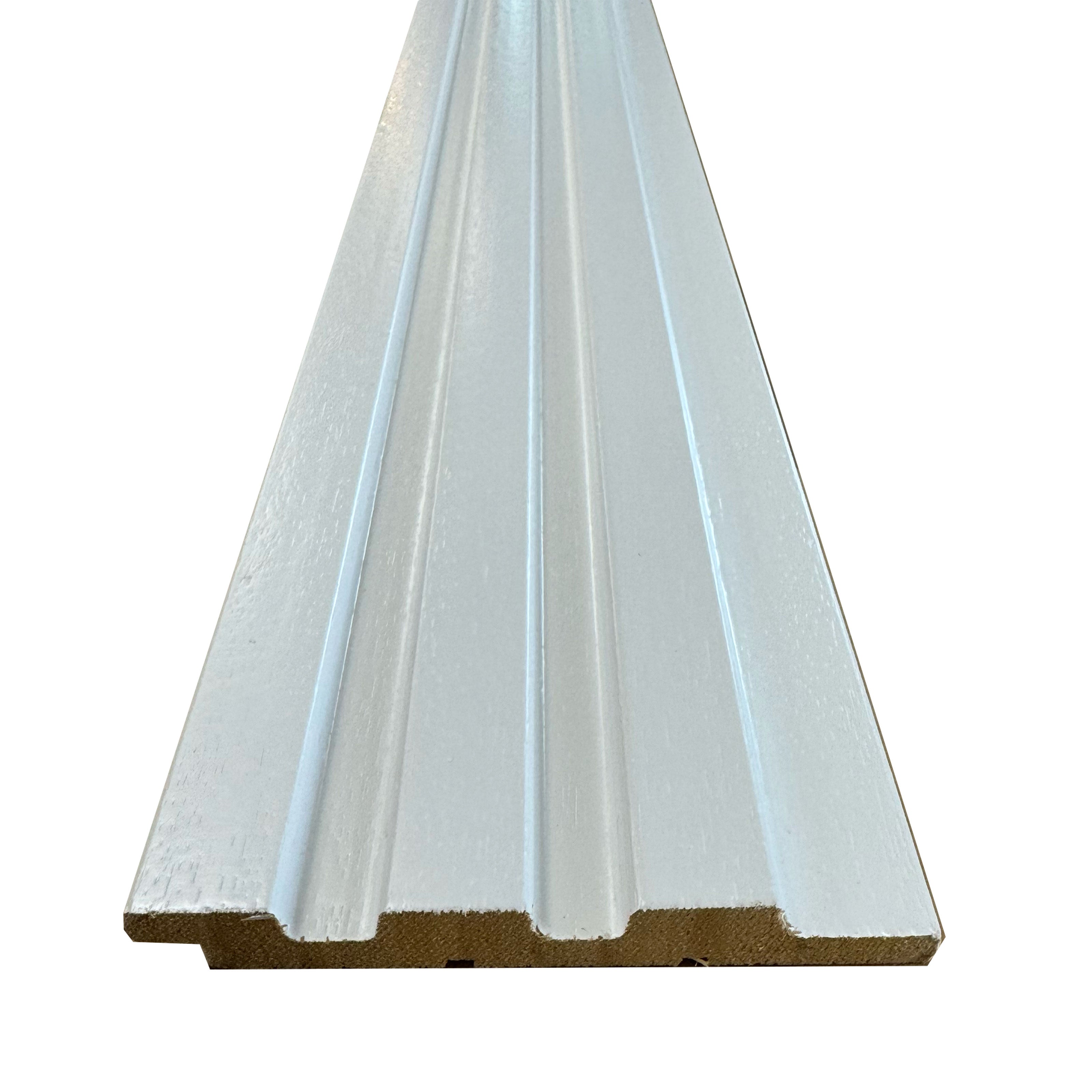 pacco da 1,12mq (4 aste 11x100x2800mm) di Rivestimento Parete lamelli millerighe in legno " MASSELLO LACCATO BIANCO " - Eternal Parquet