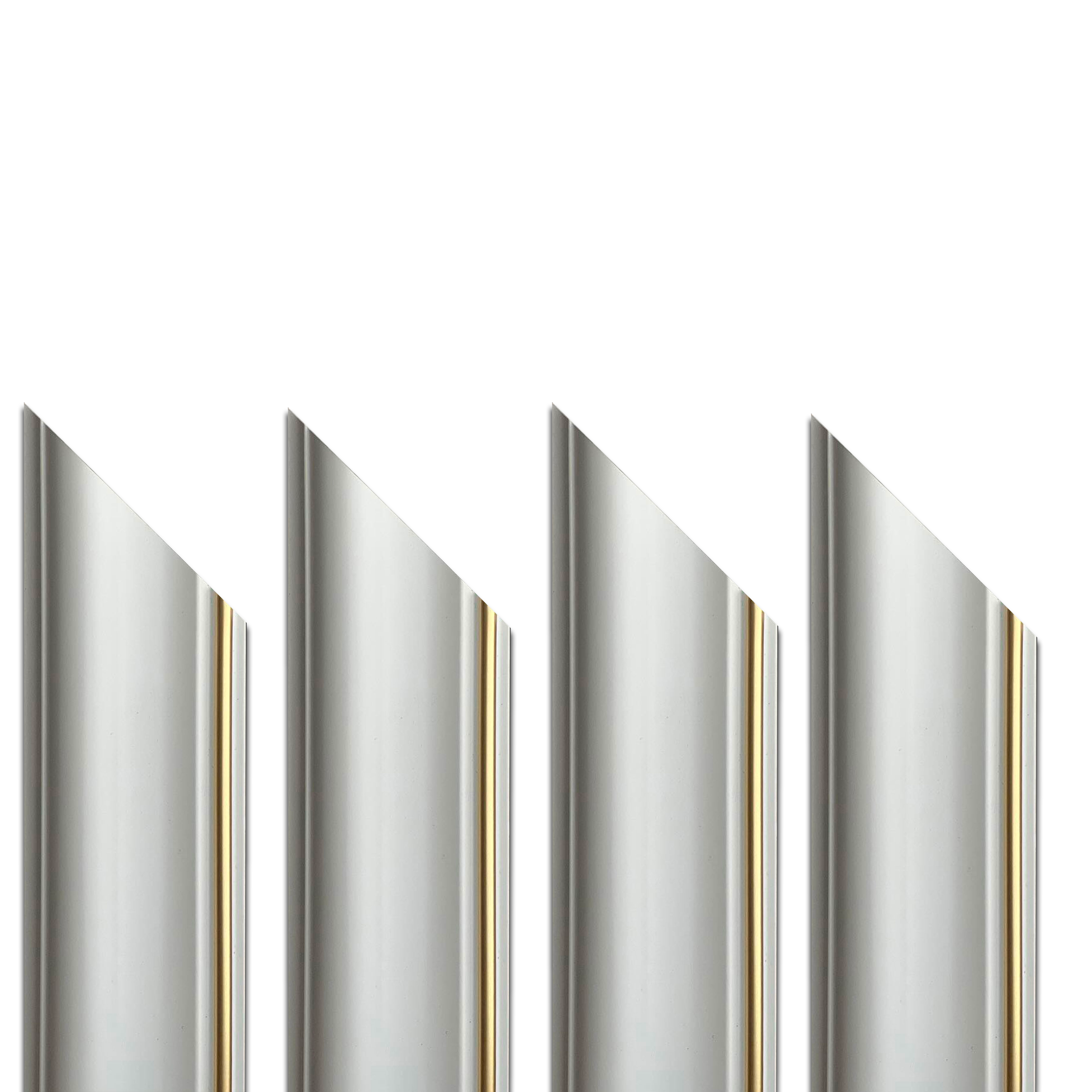 4 barre intere PRETAGLIATE AD ANGOLO per Bugna Boiserie in polimeri linea GOLD (filo oro) bianco Avorio 9010 varie dimensioni - Eternal Parquet
